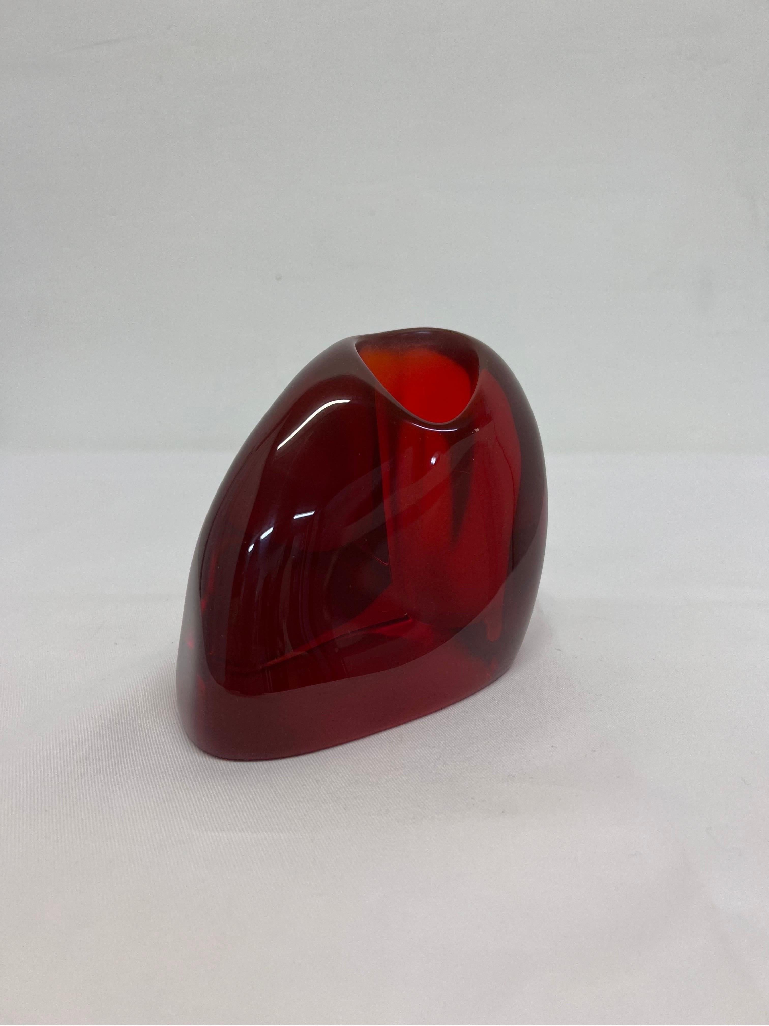 Brazilian Modern Translucent Red Resin Bud Vase, 1980s 4