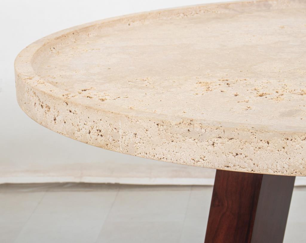 Brazilian Modern Travertine Top Center Table In Good Condition In New York, NY