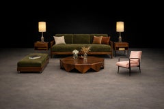 Brazilian Modern Two-in-One Rosewood Sofa & Daybed in Deep Olive Mohair, Celina