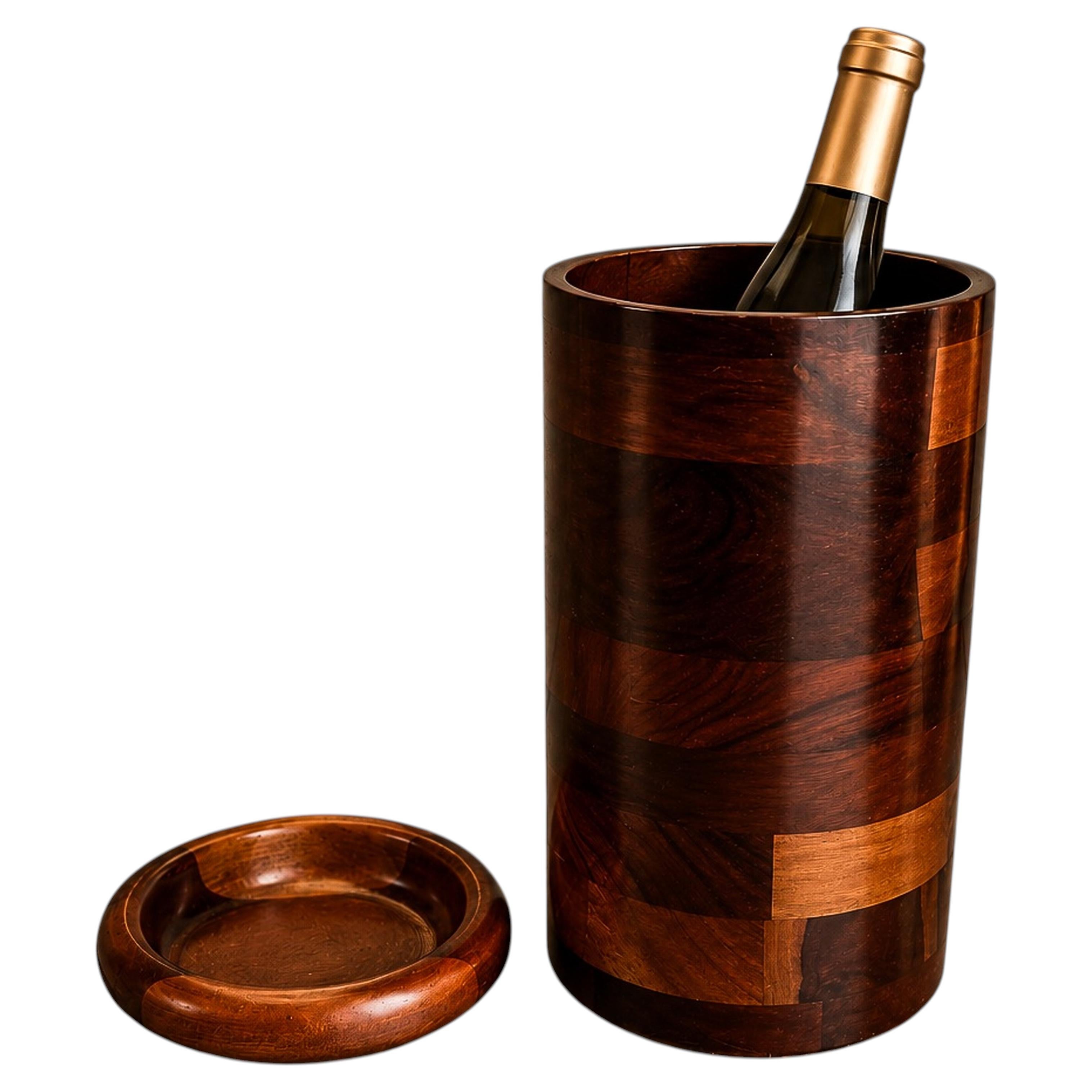 Brazilian Modern Wine Holder with Lid in Rosewood & Imbuia, Jean Dobré, 1960s
