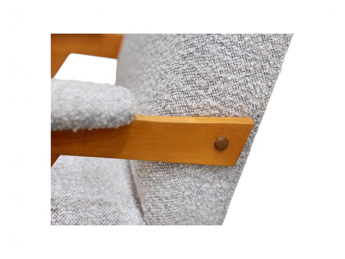 Brazilian Modern “Z” Armchair in Hardwood and Boucle, Jose Zanine Caldas, 1950s For Sale 1