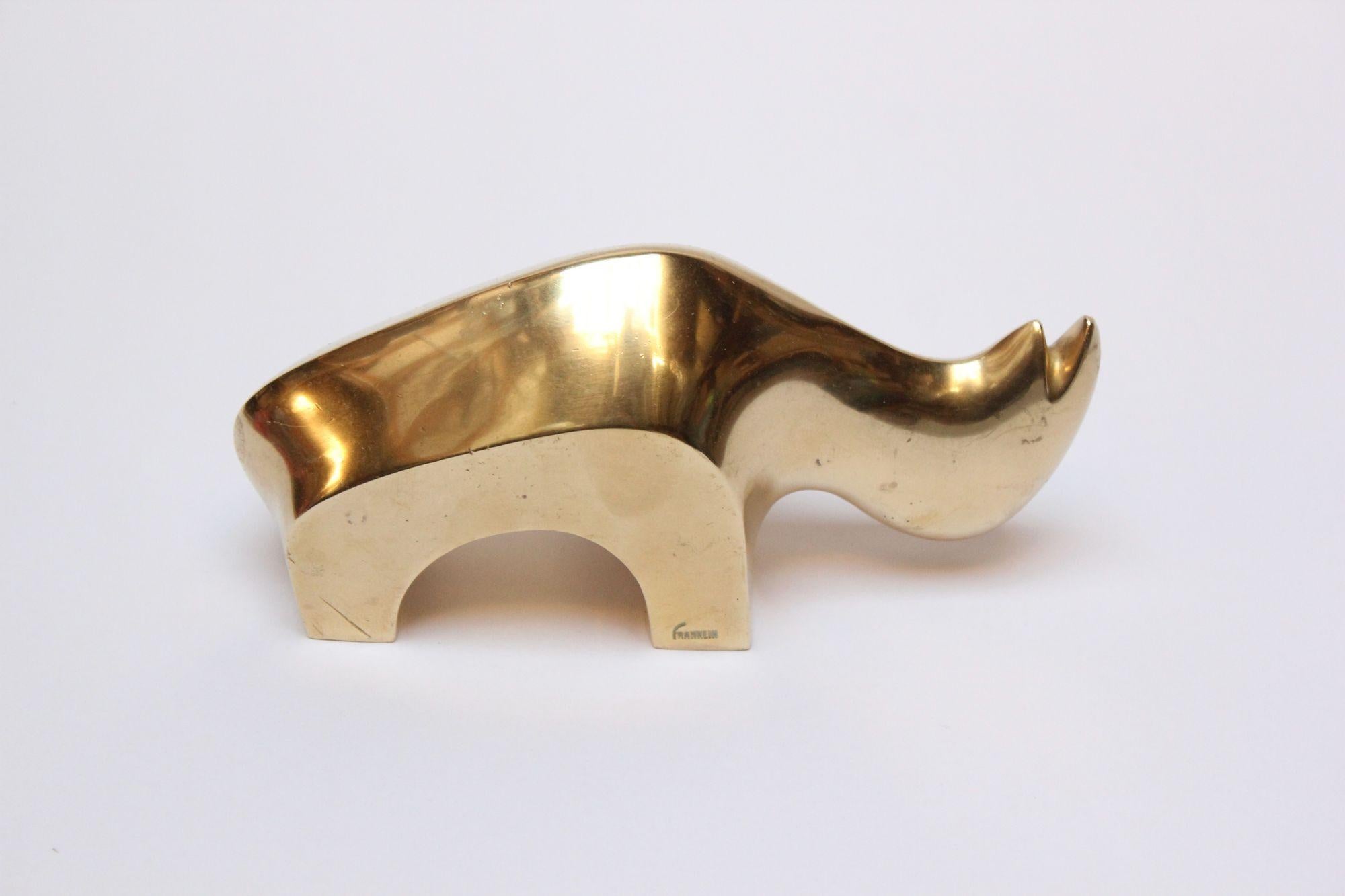 Brazilian Modernist Brass Rhino by Alvaro Franklin da Silveira For Sale 11