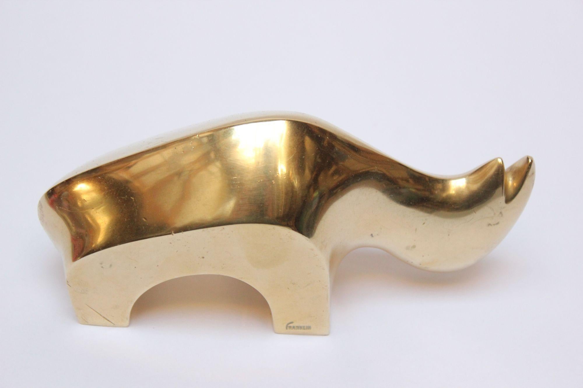 Brazilian Modernist Brass Rhino by Alvaro Franklin da Silveira For Sale 12