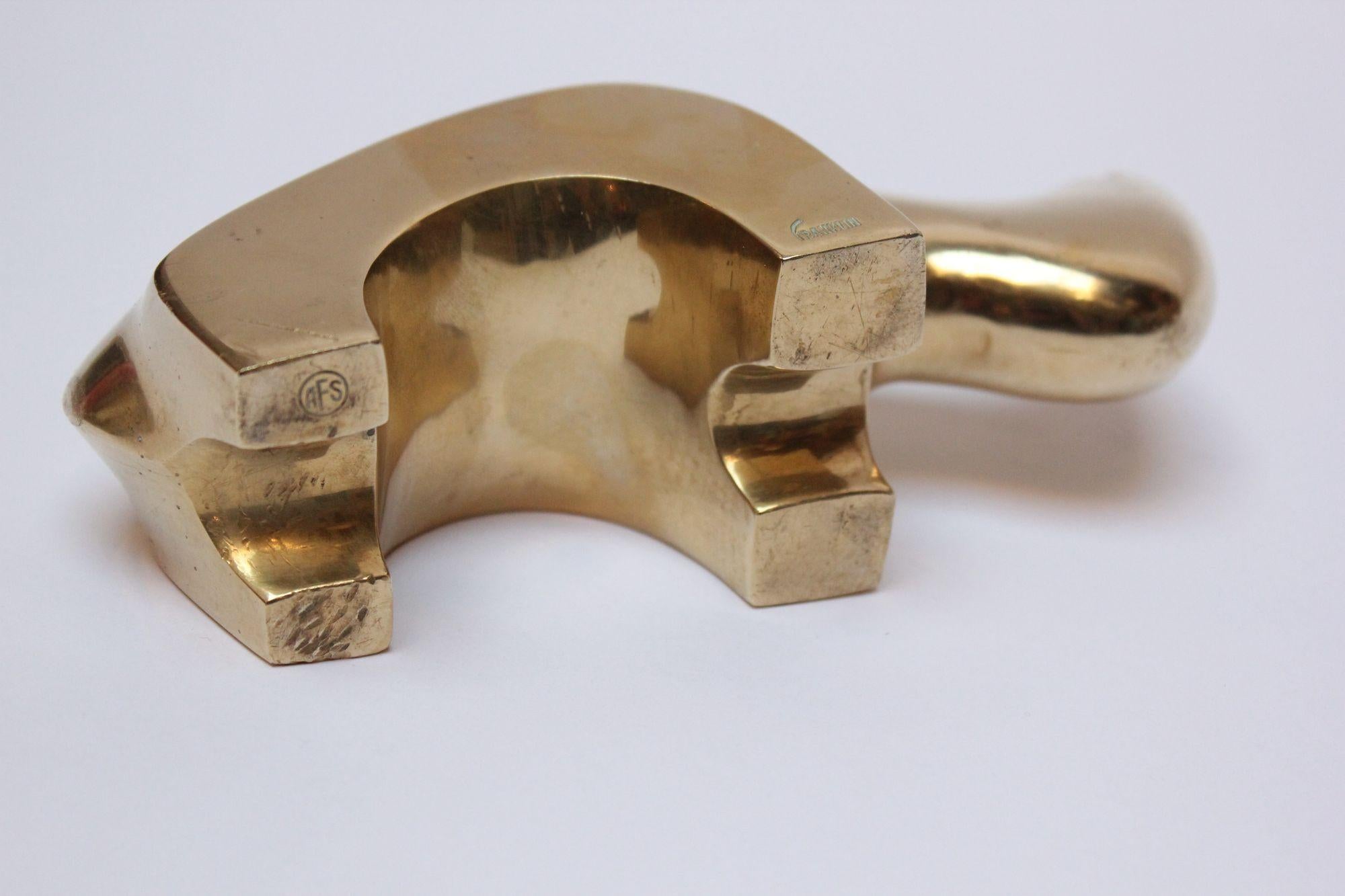 Brazilian Modernist Brass Rhino by Alvaro Franklin da Silveira In Good Condition For Sale In Brooklyn, NY
