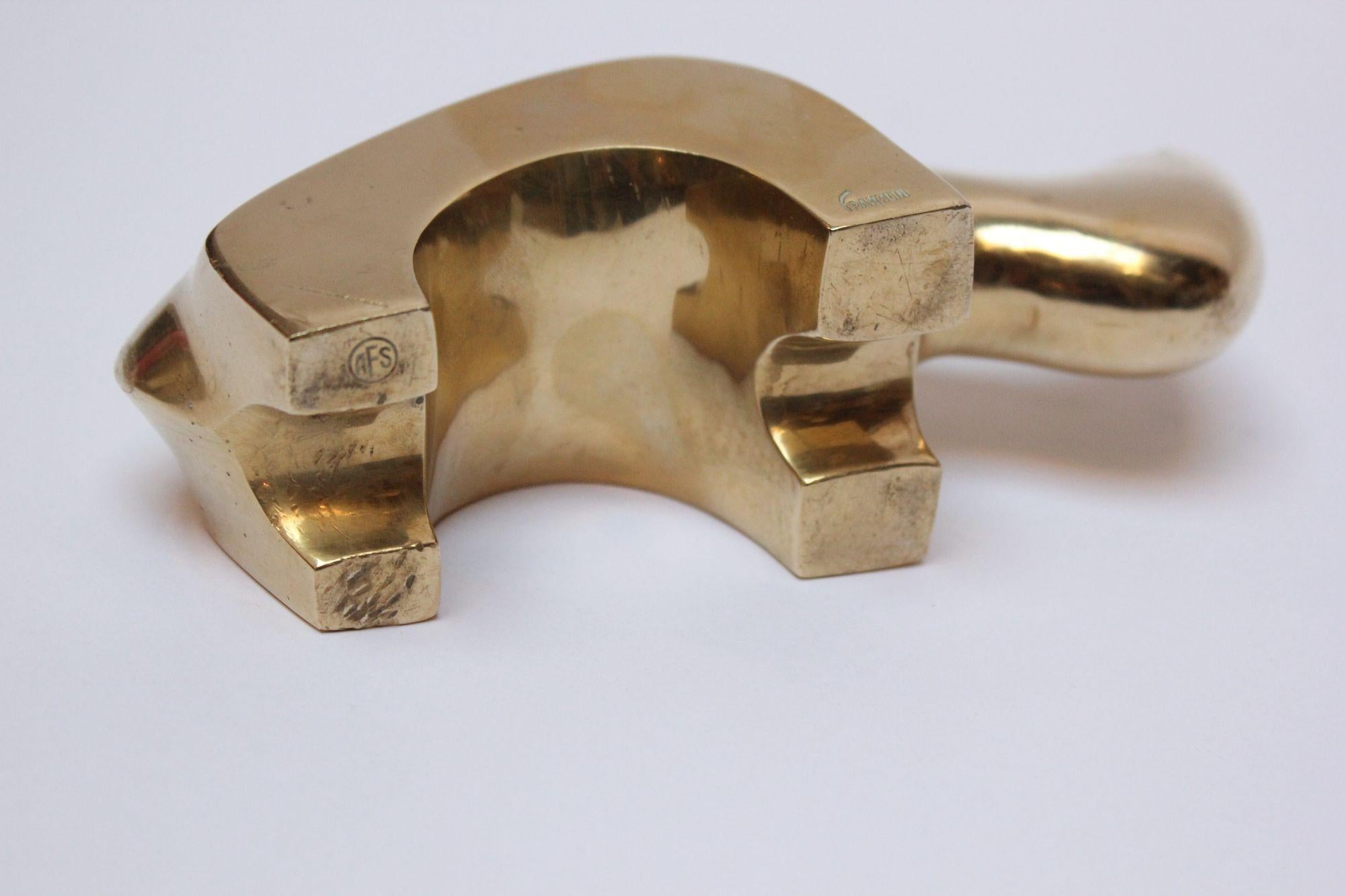 Brazilian Modernist Brass Rhino by Alvaro Franklin da Silveira For Sale 3