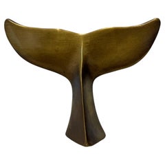 Brazilian Modernist Bronze Whale Fluke Sculpture on Acrylic Base, 1970s