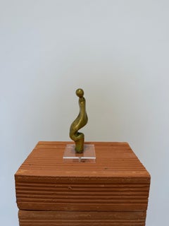 Brazilian Modernist Figurative Sculpture on Lucite Base, 1980s