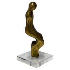 Brazilian Modernist Figurative Sculpture on Lucite Base, 1980s