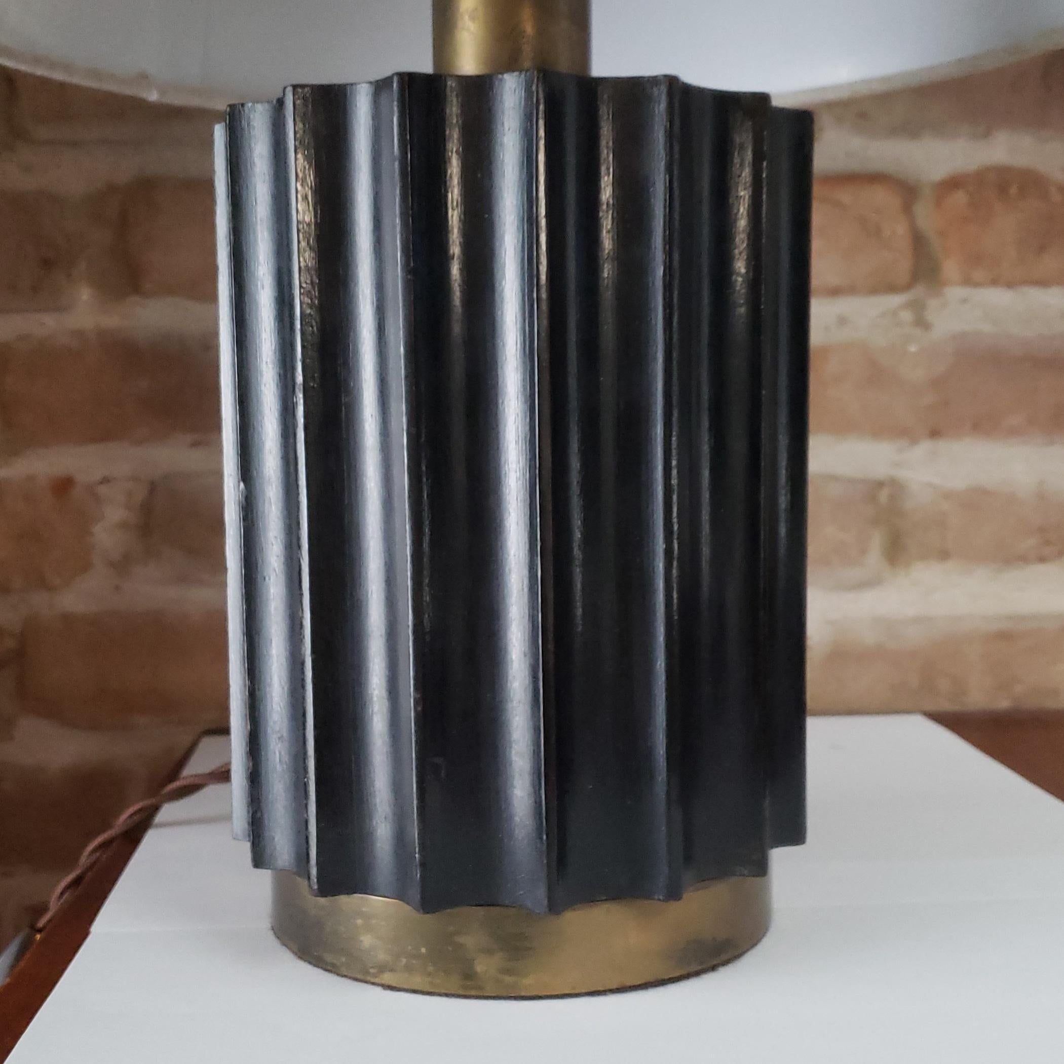 Brazilian Modernist Lamps in Ebonized Wood and Bronze In Good Condition In New York, NY