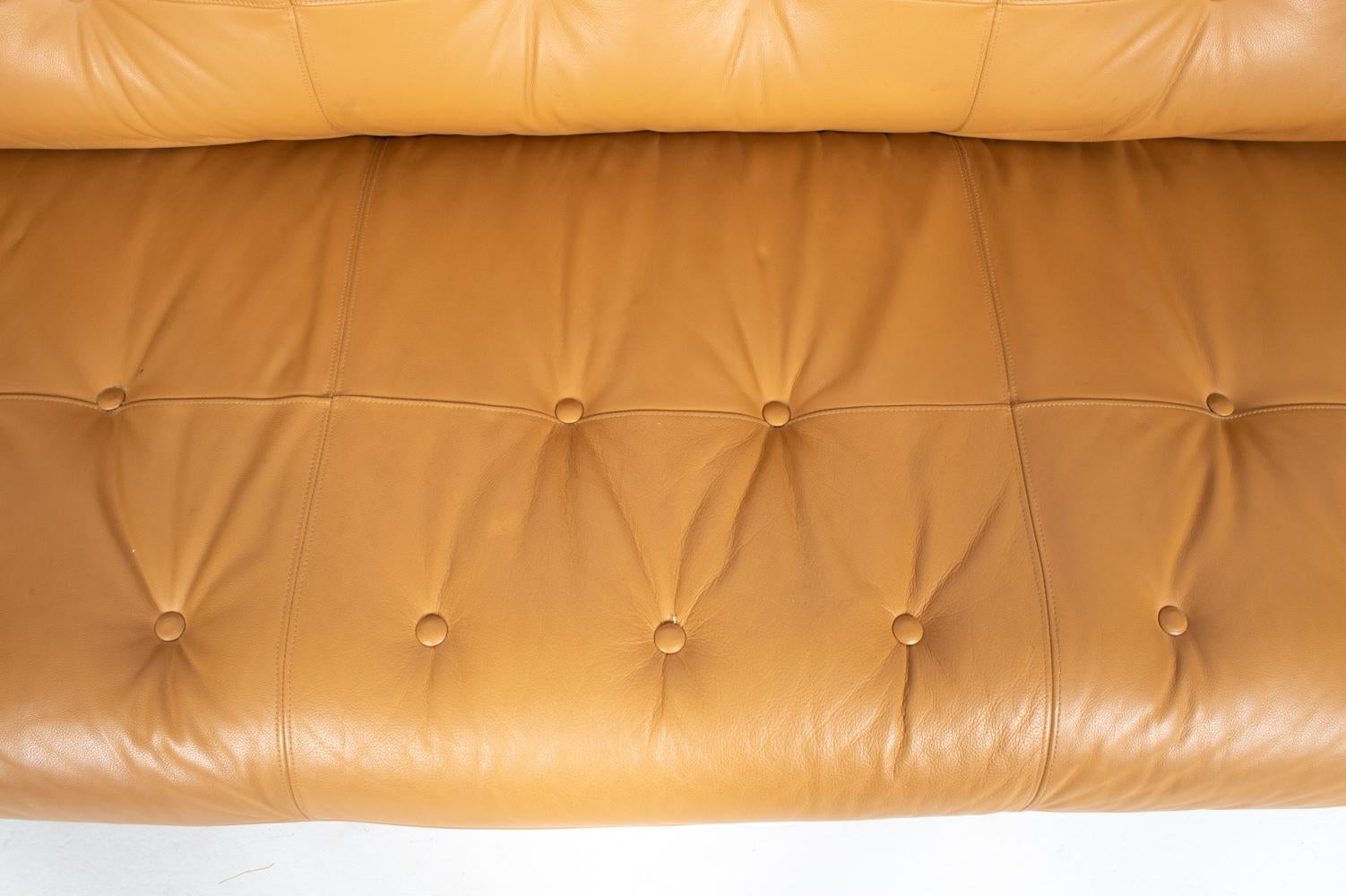 Brazilian Modernist Rosewood & Leather Sofa, circa 1970s For Sale 2