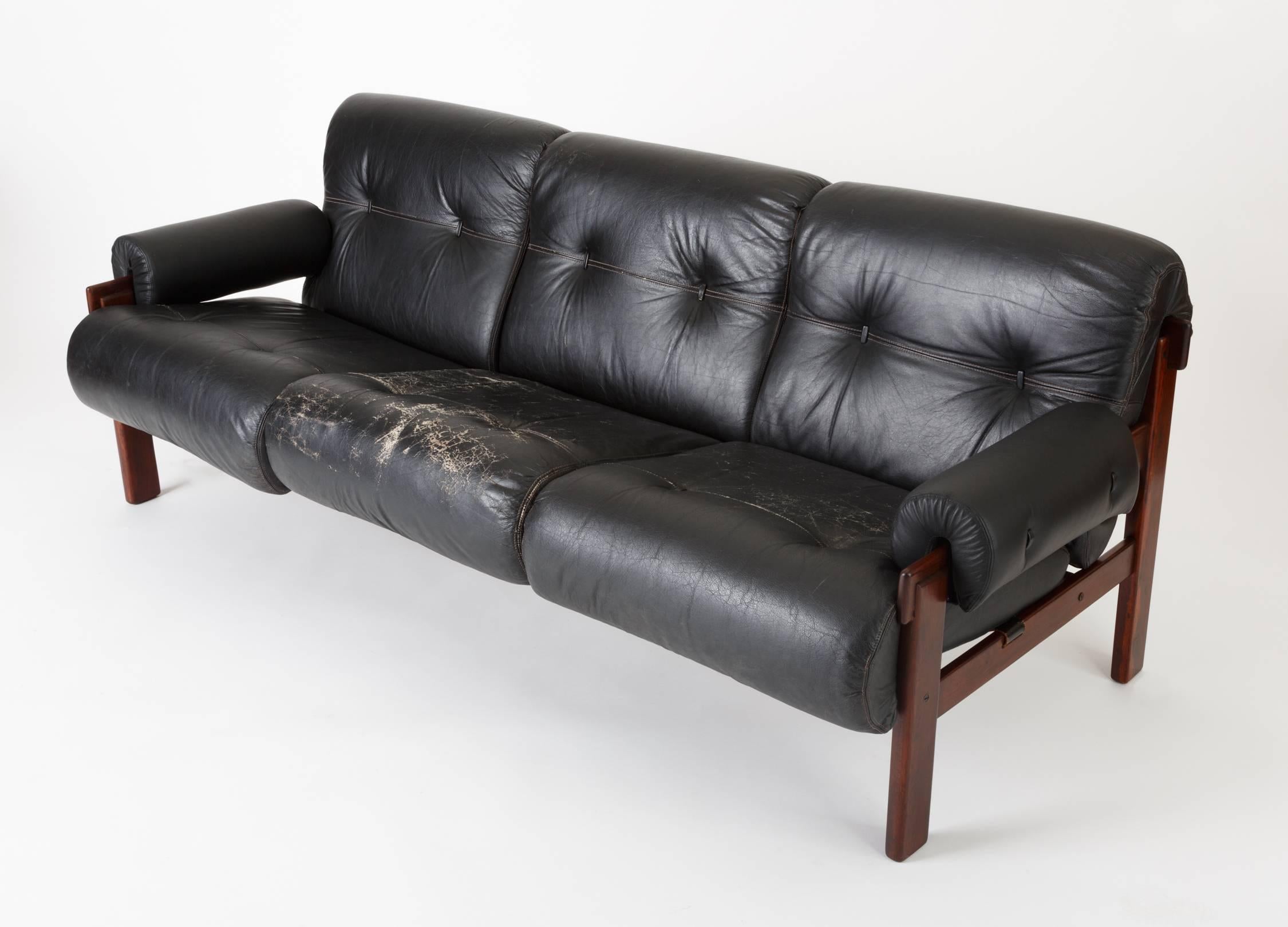Oiled Brazilian Modernist Sofa by Jean Gillon