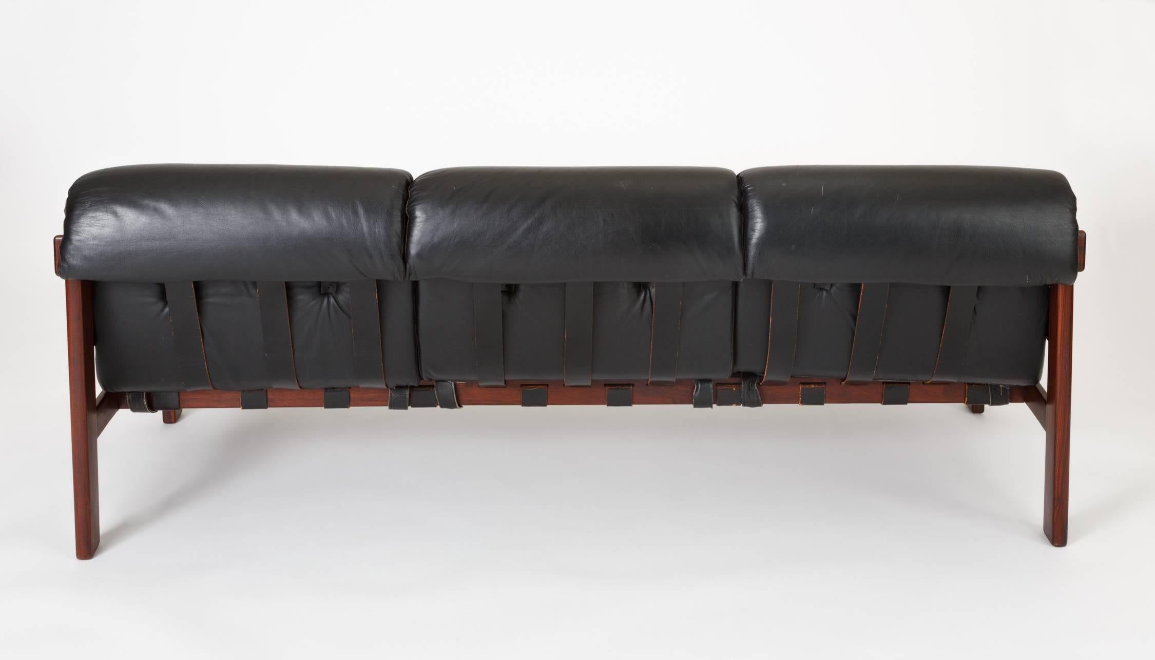 Leather Brazilian Modernist Sofa by Jean Gillon
