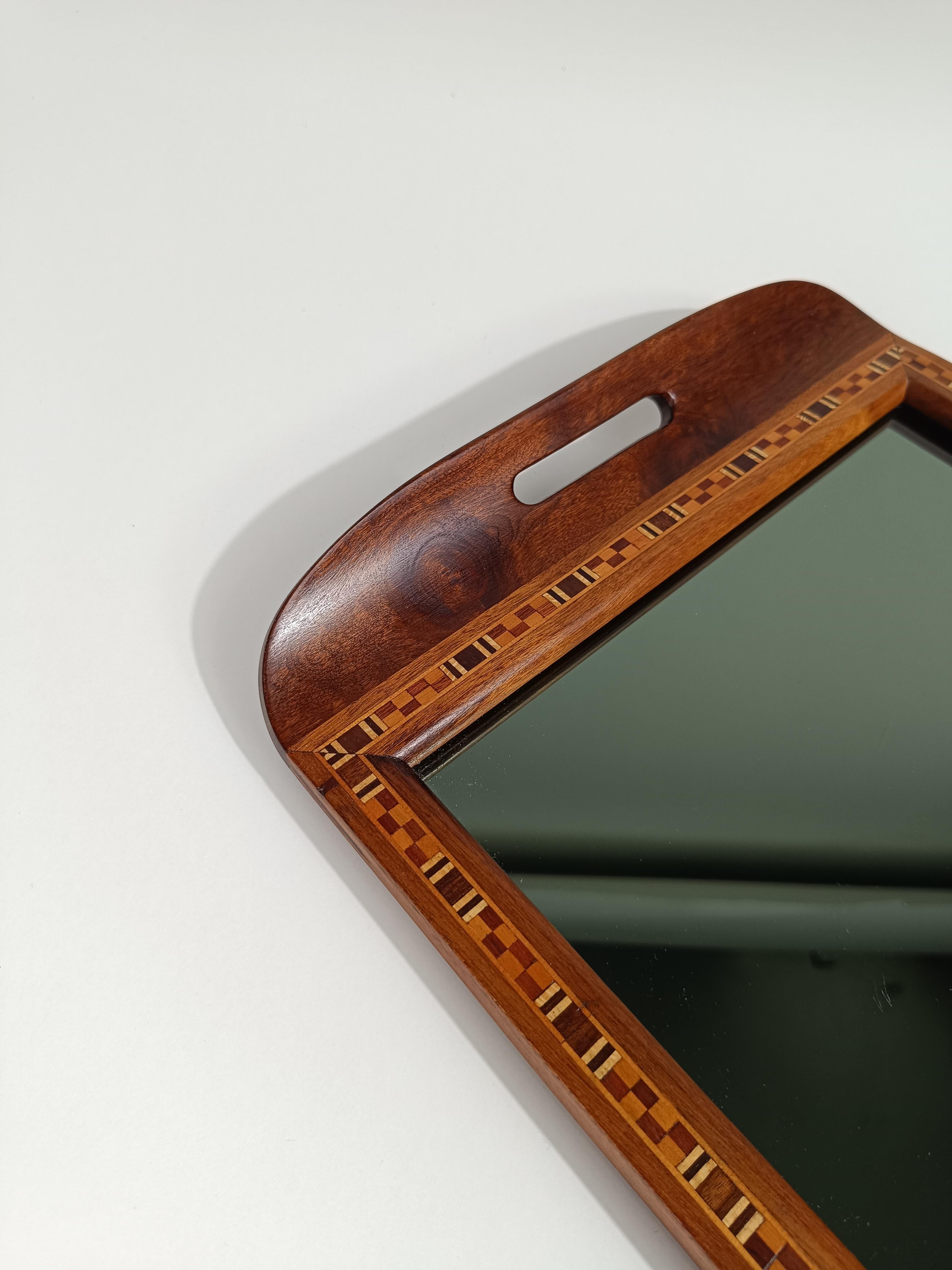 Brazilian modernist Tray designed by Carlos Zipperer Sobr in inlaid wood, 1960s 6
