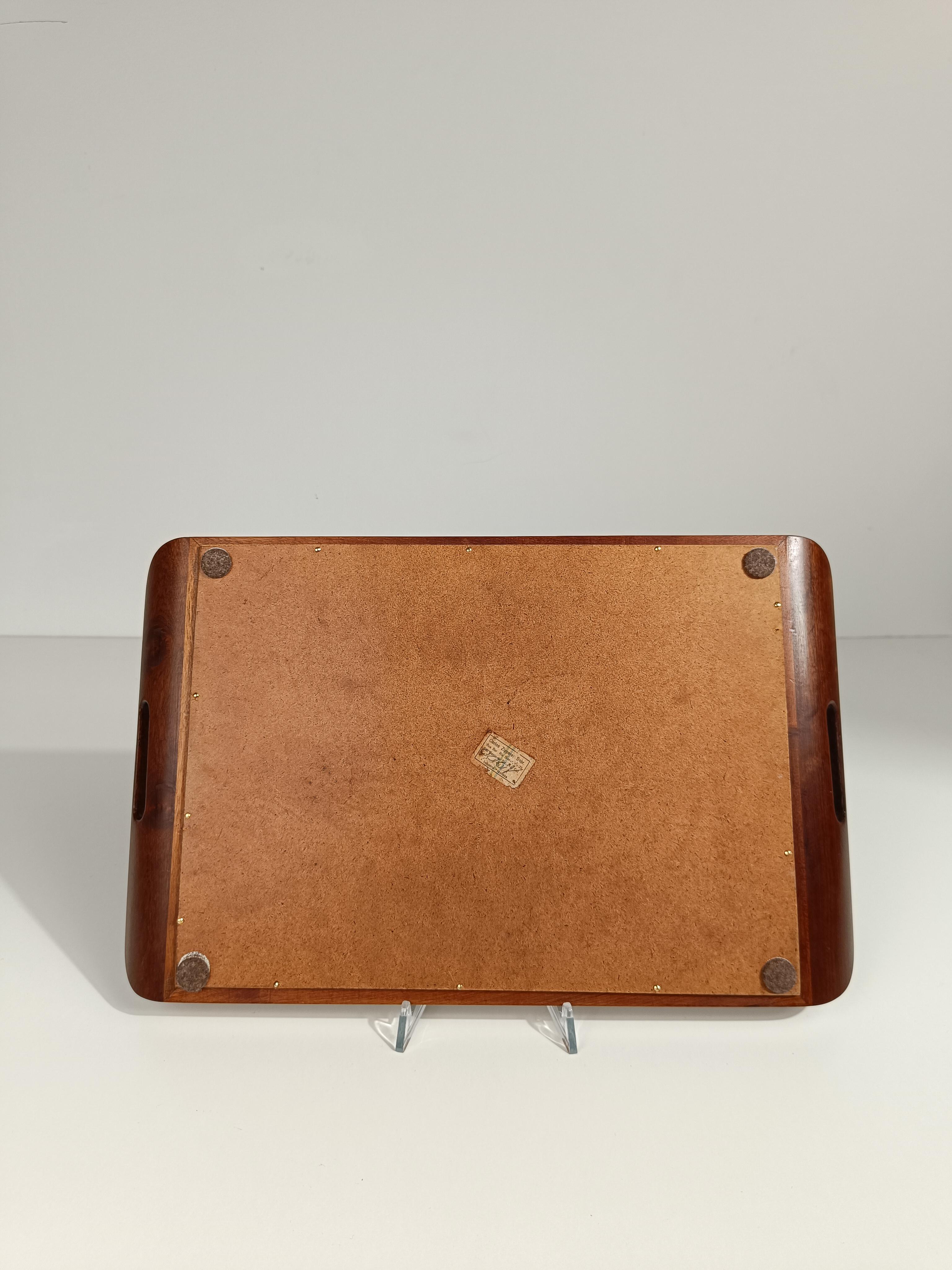 Brazilian modernist Tray designed by Carlos Zipperer Sobr in inlaid wood, 1960s 11