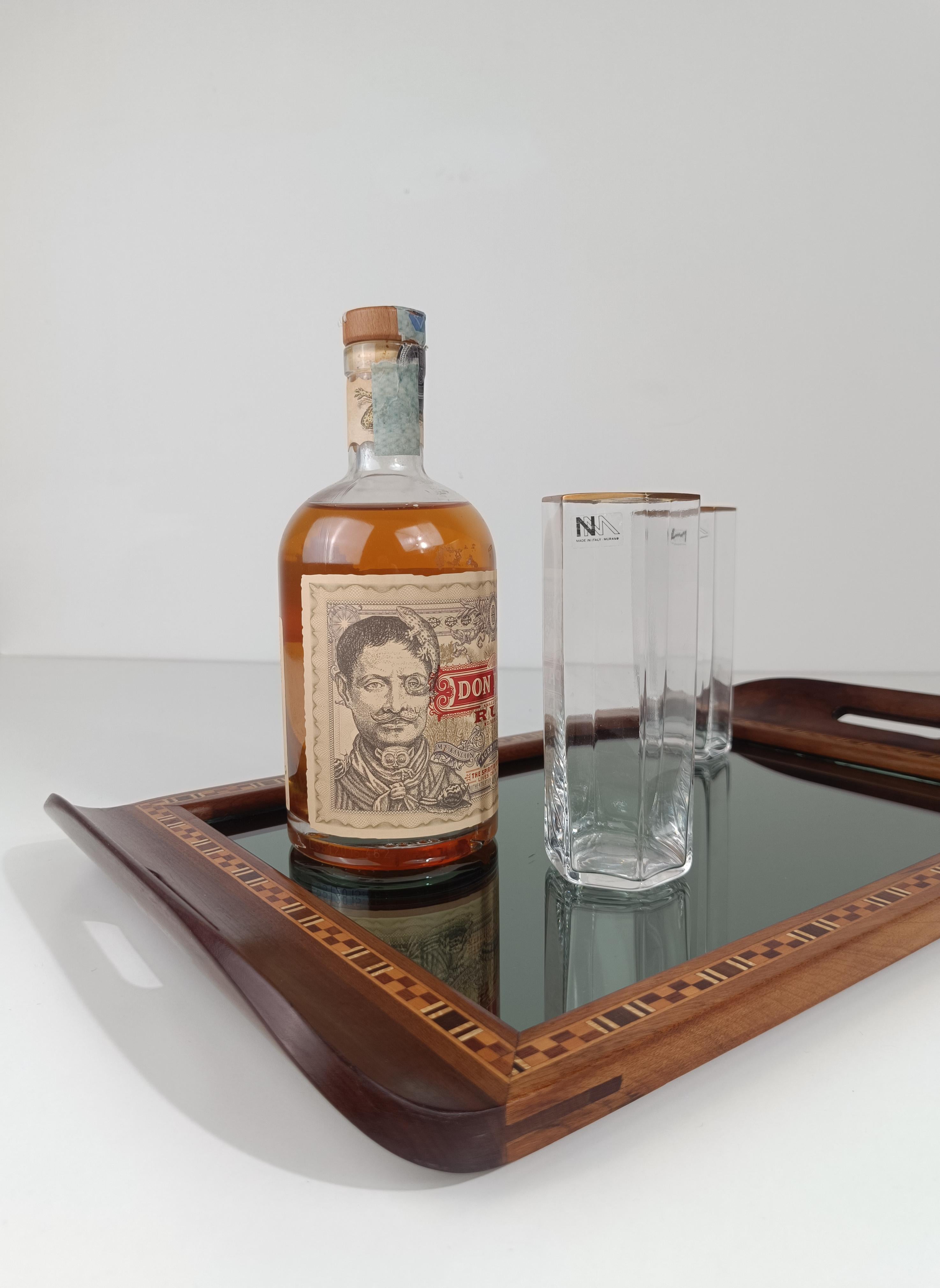 20th Century Brazilian modernist Tray designed by Carlos Zipperer Sobr in inlaid wood, 1960s