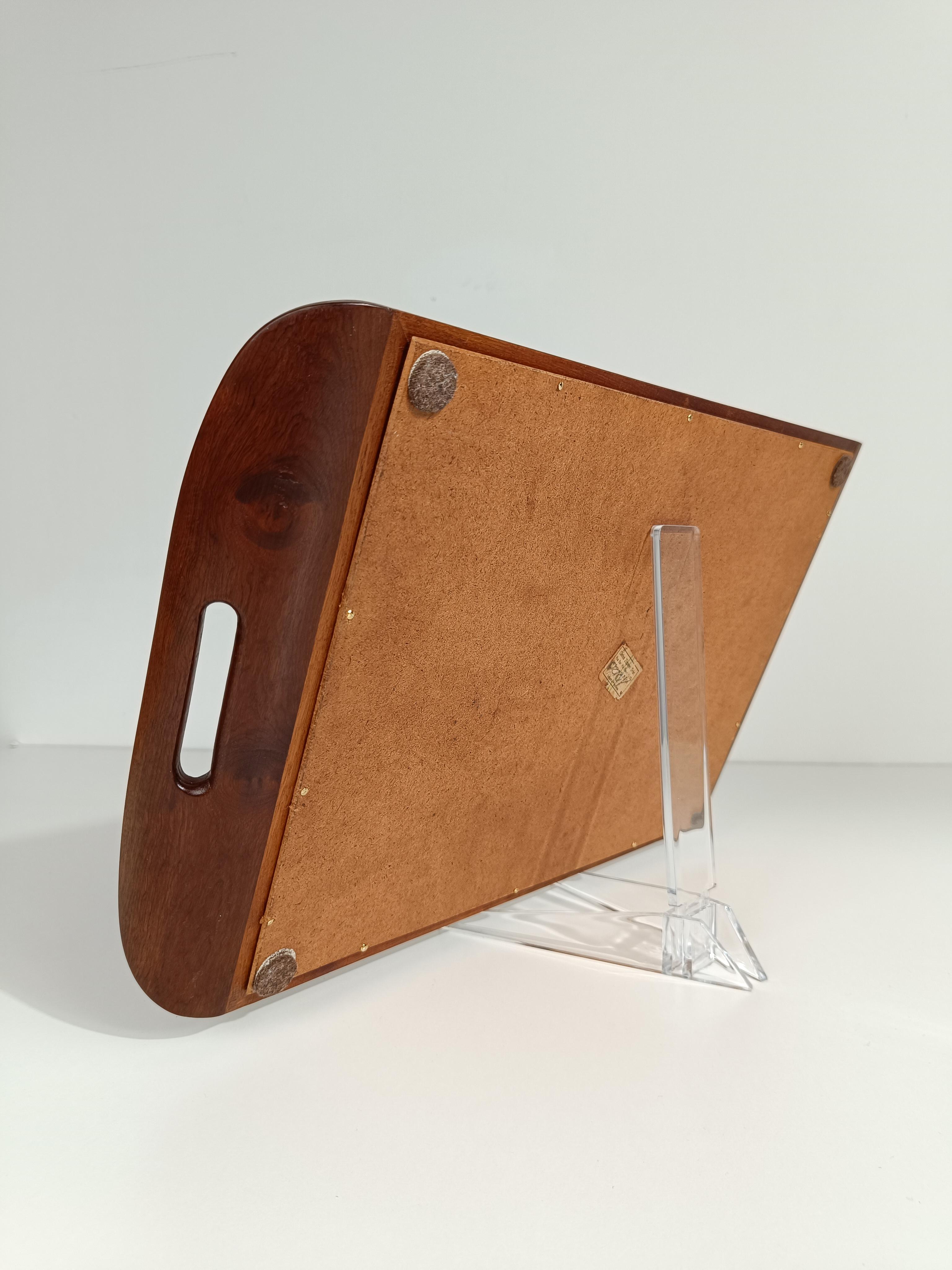 Brazilian modernist Tray designed by Carlos Zipperer Sobr in inlaid wood, 1960s 2