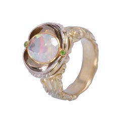 Brazilian Opal Ring in White and Yellow Gold