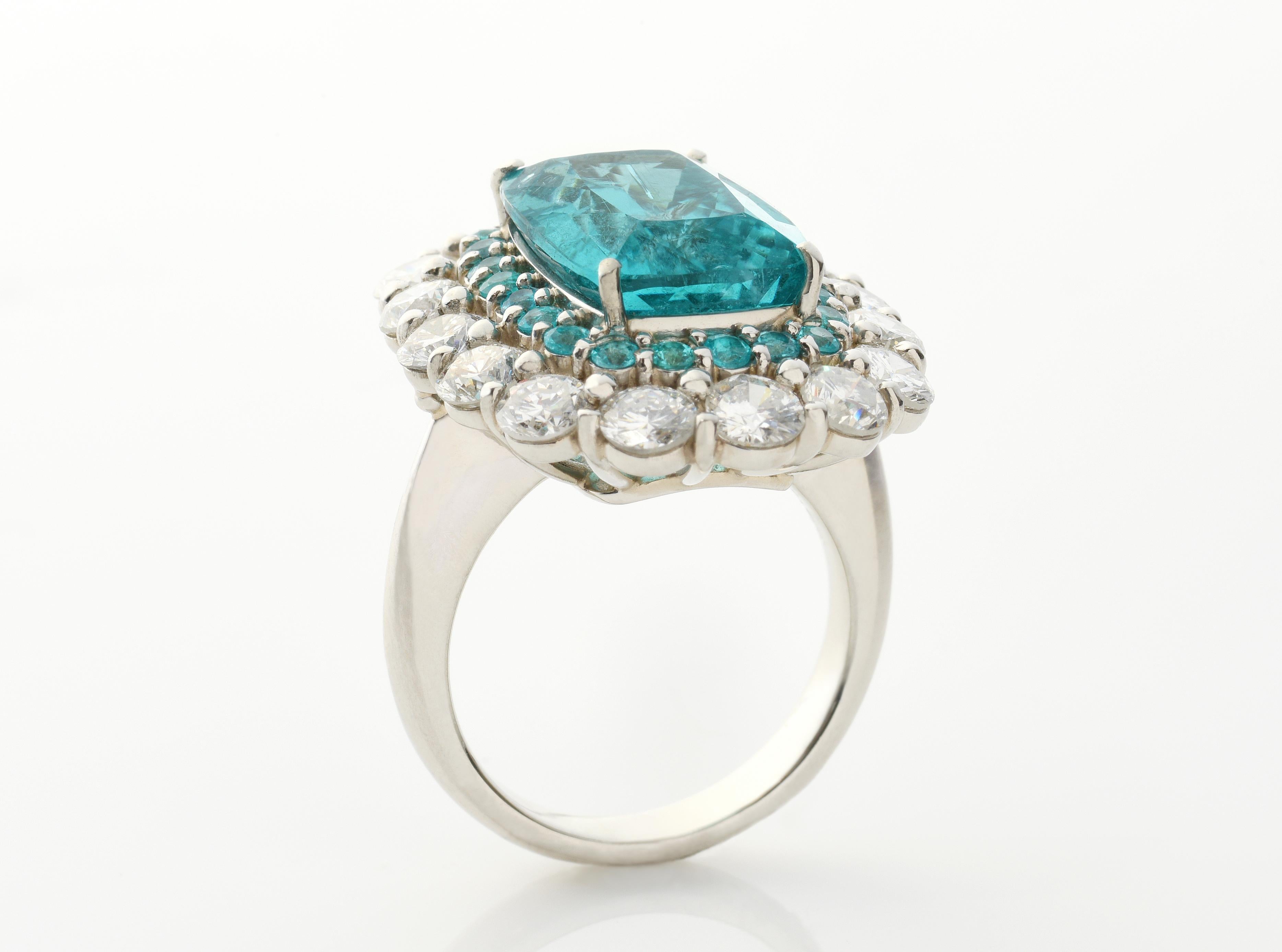 GIA-Bericht zertifizierter brasilianischer 8,99 Karat Paraiba-Turmalin Cocktail-Ring für Damen oder Herren