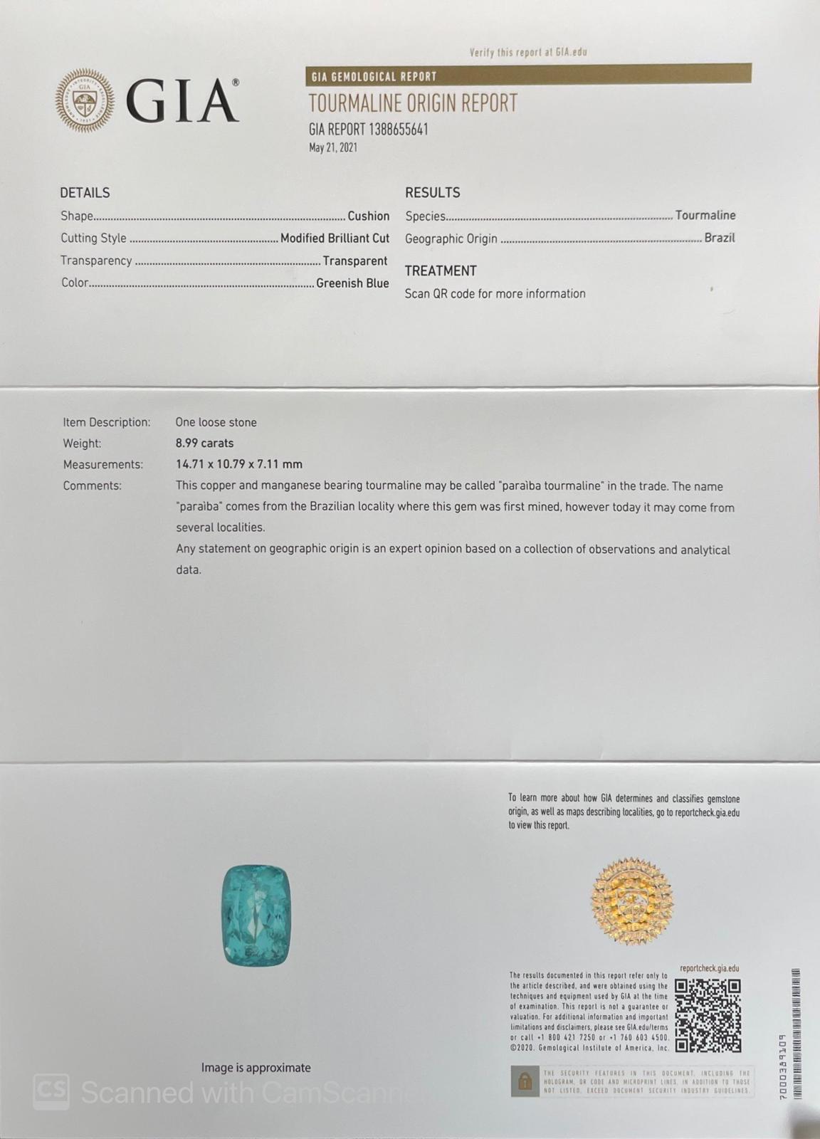 GIA-Bericht zertifizierter brasilianischer 8,99 Karat Paraiba-Turmalin Cocktail-Ring im Zustand „Neu“ in New York, NY