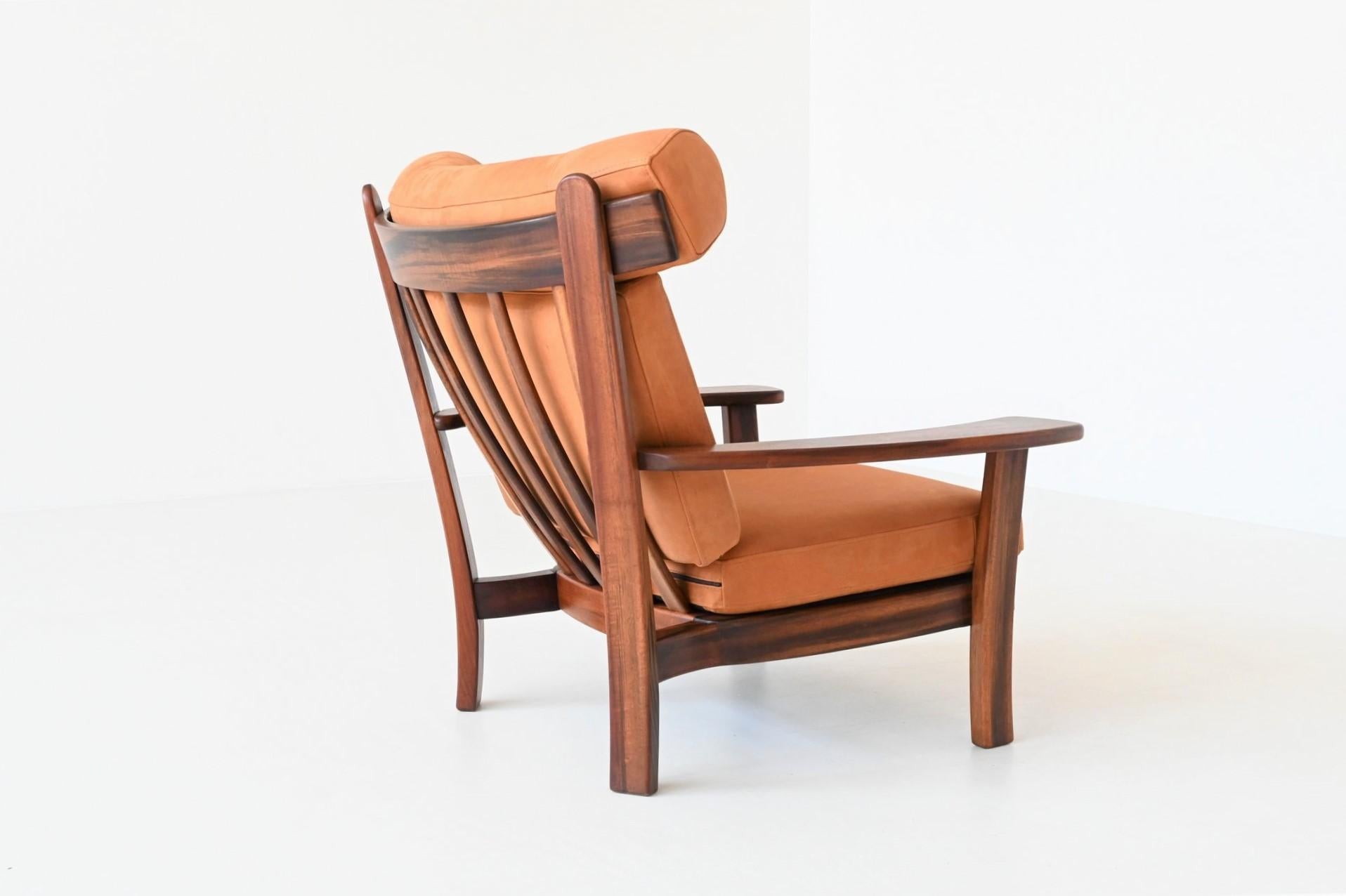 Brazilian Ox Lounge Chair Rosewood and Leather Brazil 1960 1