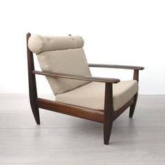 Brazilian Pair of Lounge Chairs in Carved Solid Teak, 1960'S