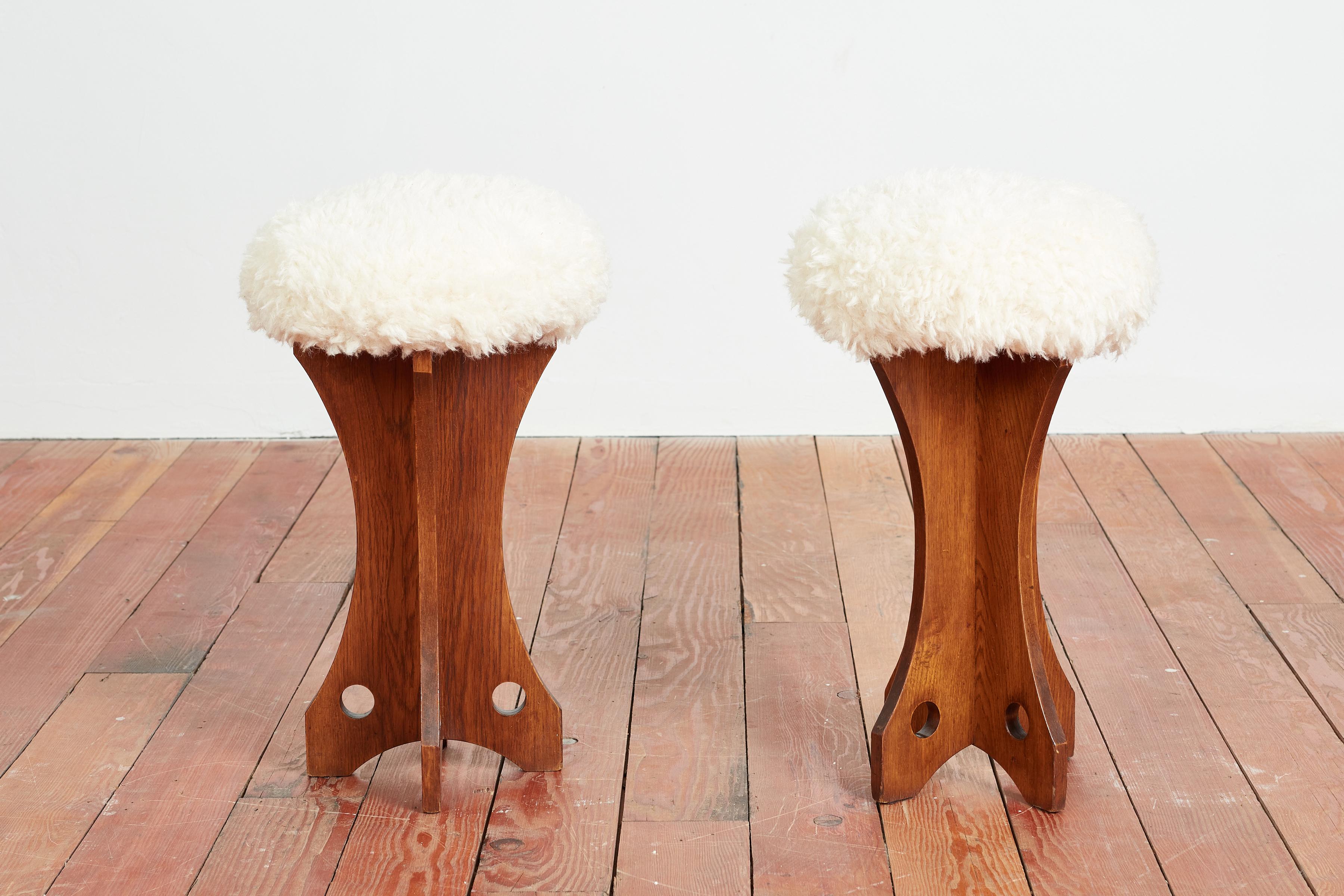 Mid-20th Century Brazilian Pair of Ottomans  For Sale