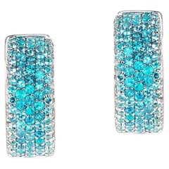 Brazilian Paraiba and Diamond Hoop Earrings, 18k