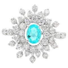 Brazilian Paraiba Diamond Platinum Ring, GIA Certified