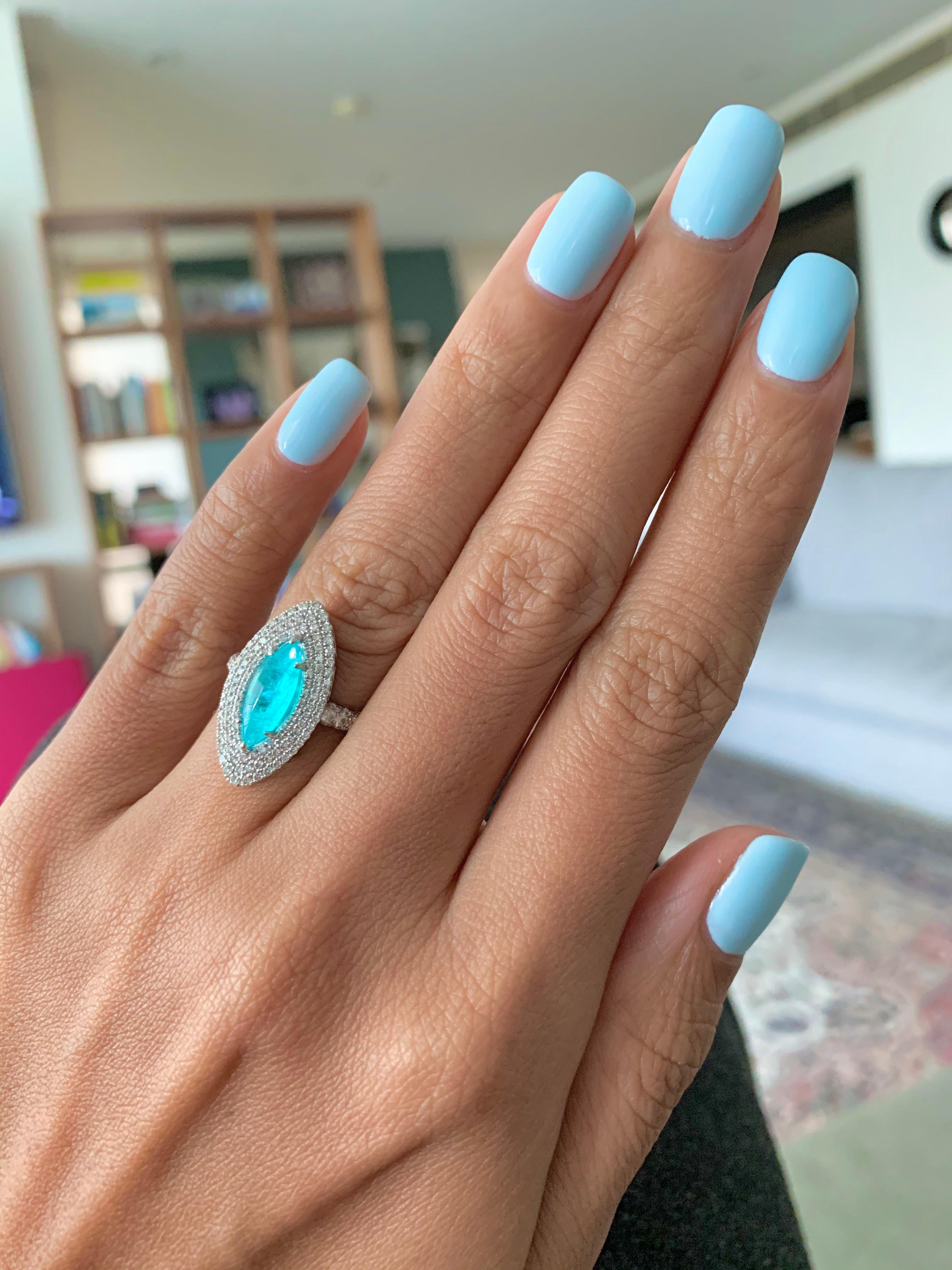 Cabochon Brazilian Paraiba Ring For Sale