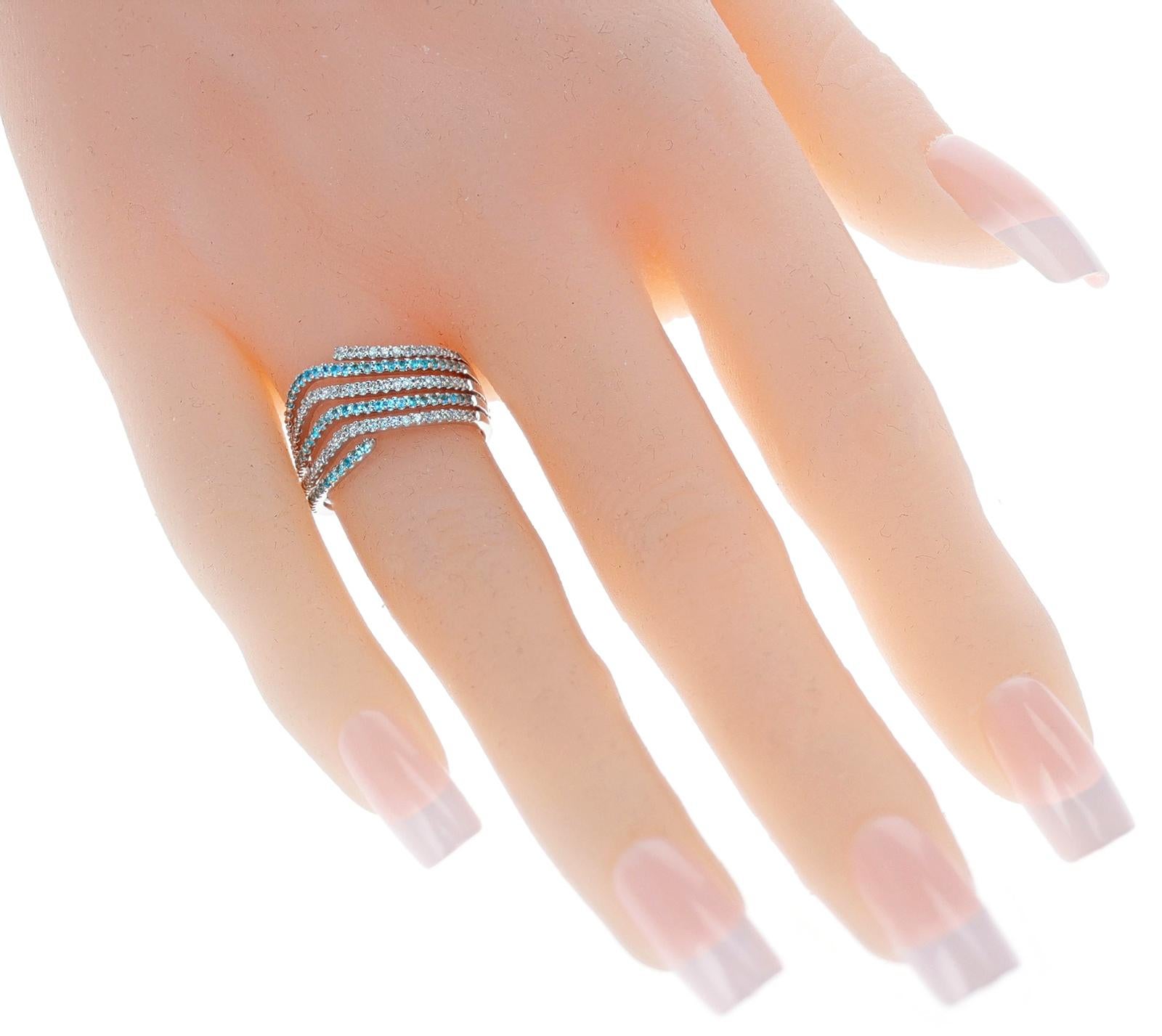 Brasilianischer Paraiba-Turmalin und Diamant-Wavy-Ring, 18k für Damen oder Herren im Angebot