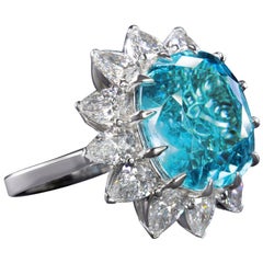 Brazilian Paraíba Tourmaline & Diamond Platinum Ring – GIA Certified 7.58 Carats