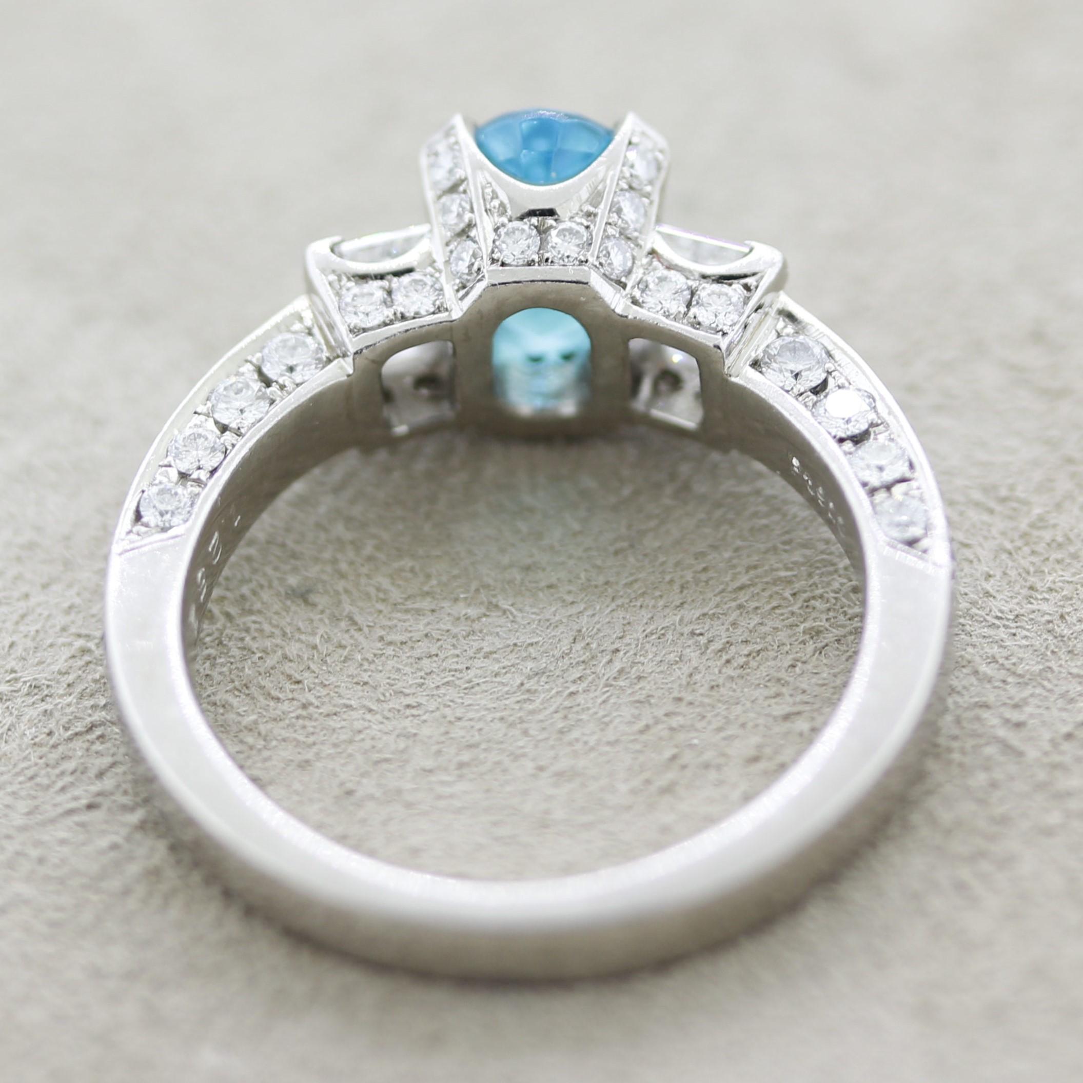 Brasilianischer Paraiba-Turmalin-Diamant-Platin-Ring, GIA zertifiziert im Zustand „Neu“ in Beverly Hills, CA