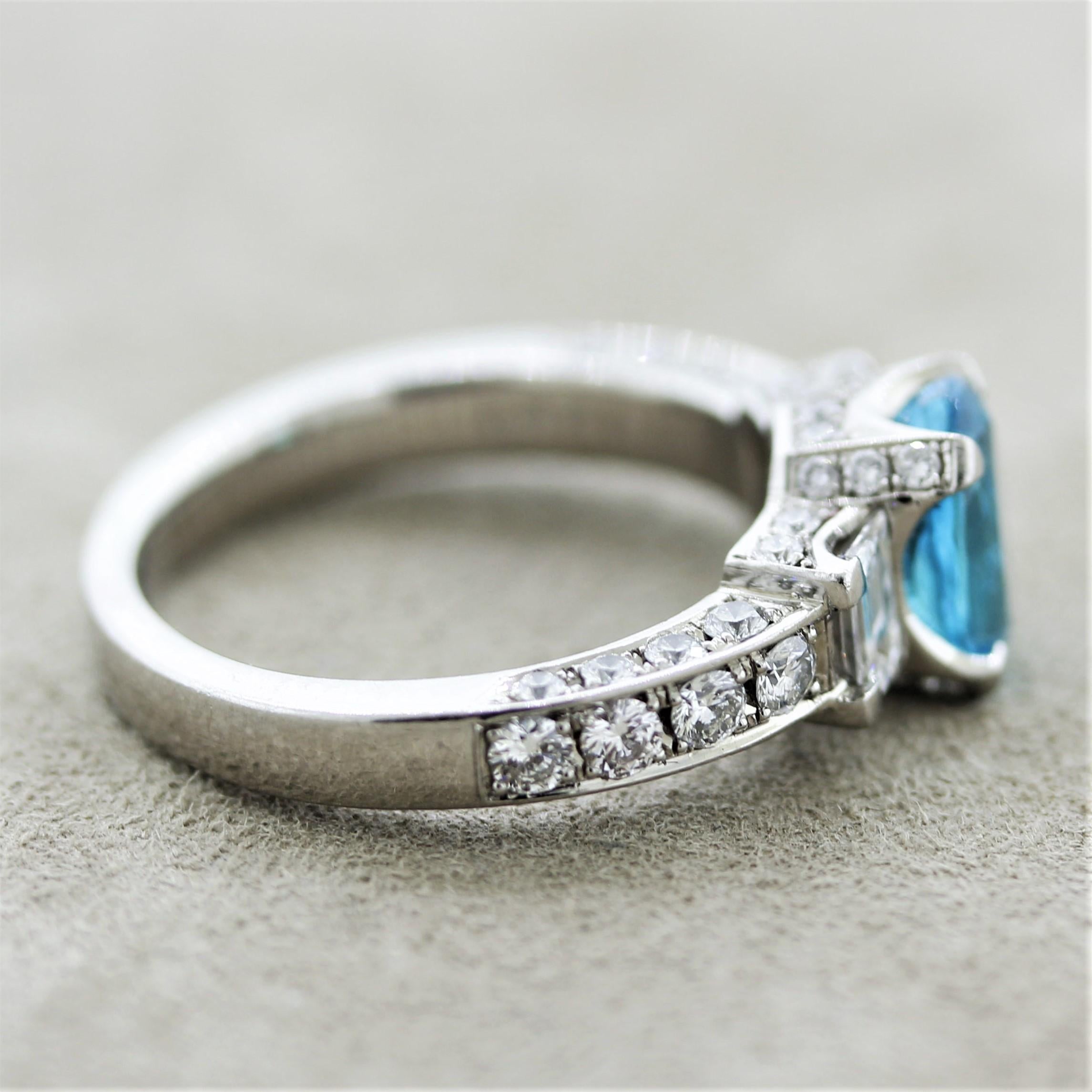Brasilianischer Paraiba-Turmalin-Diamant-Platin-Ring, GIA zertifiziert Damen