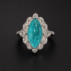 Brazilian Paraiba Tourmaline Diamond Ring 3.66 ct Marquise and 1.69 cts Diamonds