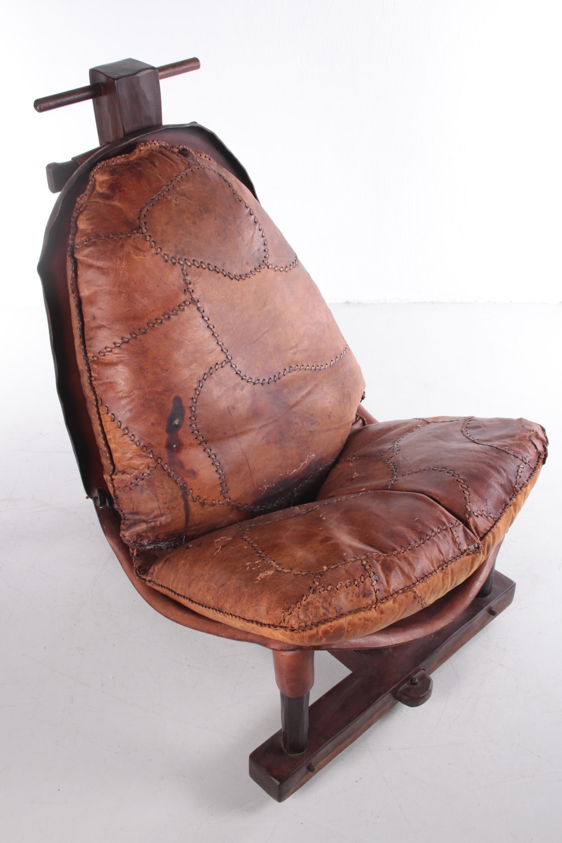 Brazilian Patched Leather Lounge Chair, 1960s 5