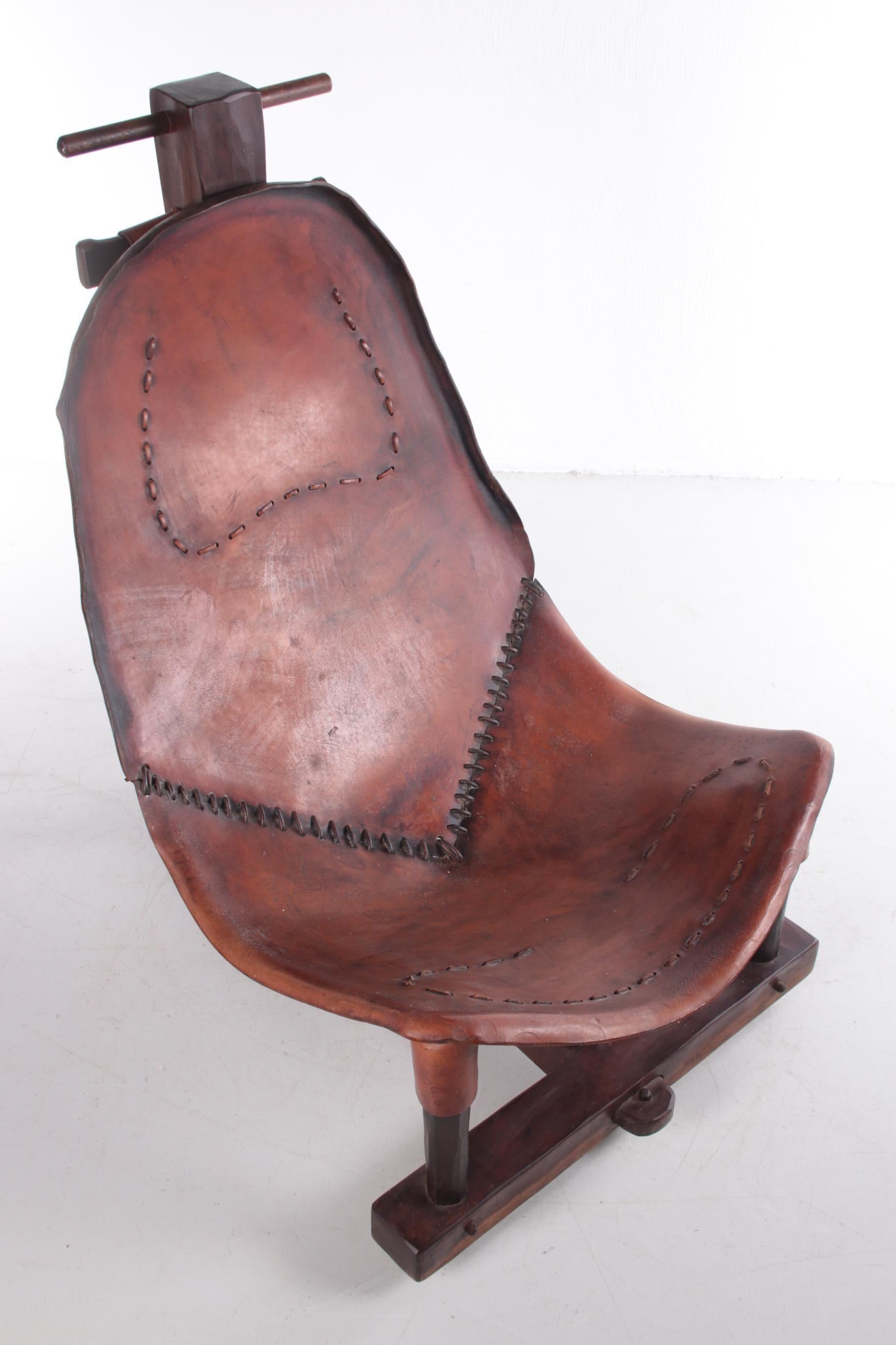 Brazilian Patched Leather Lounge Chair, 1960s 6