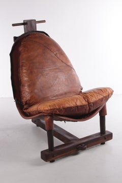 Brazilian Patched Leather Lounge Chair, 1960s