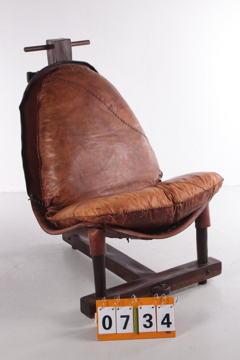 Brazilian Patched Leather Lounge Chair, 1960s at 1stDibs
