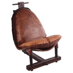 Brazilian Patched Leather Lounge Chair, 1960s