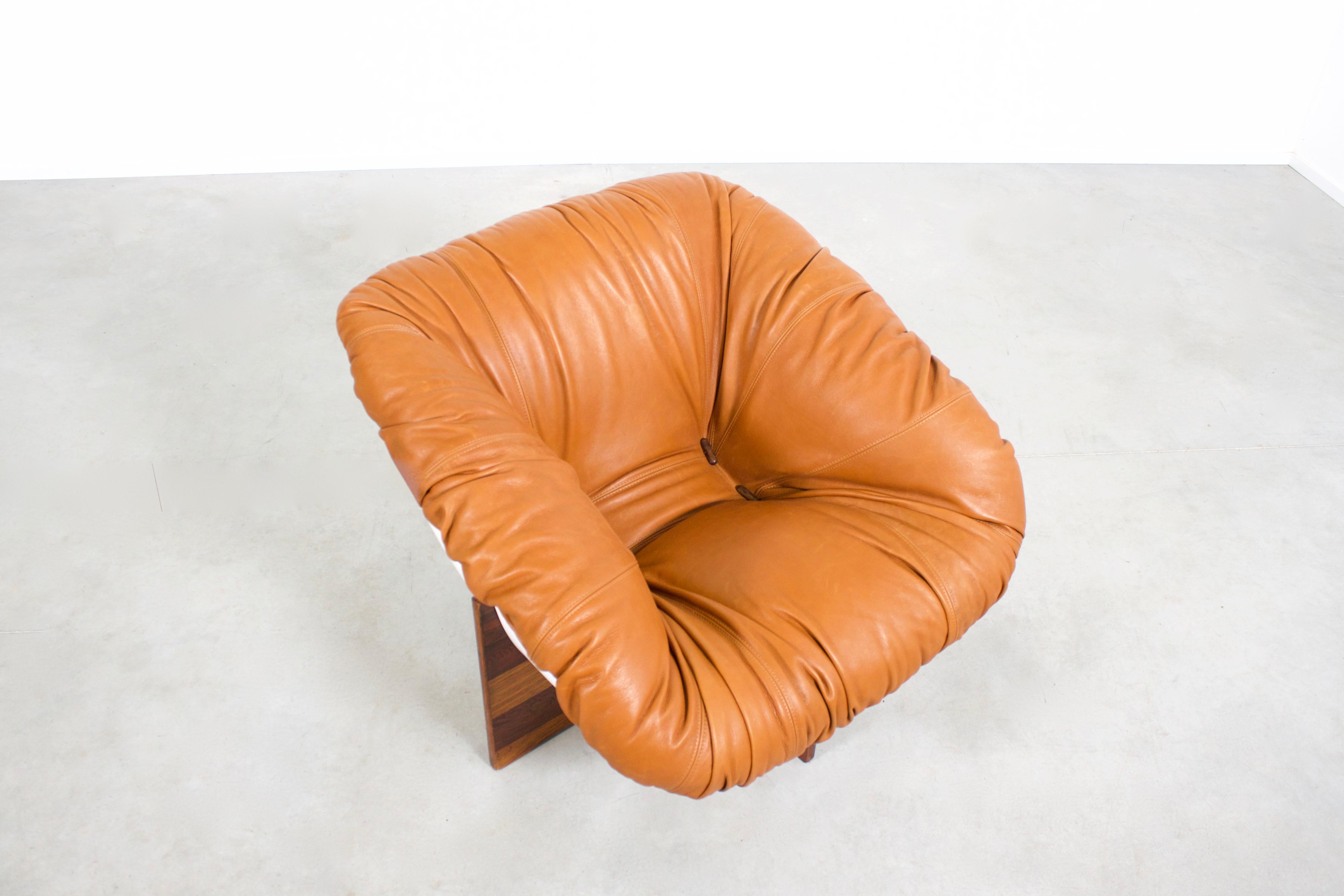 Brazilian Percival Lafer MP-61 Chair in Rosewood and Fiberglass, 1970s In Good Condition In Echt, NL