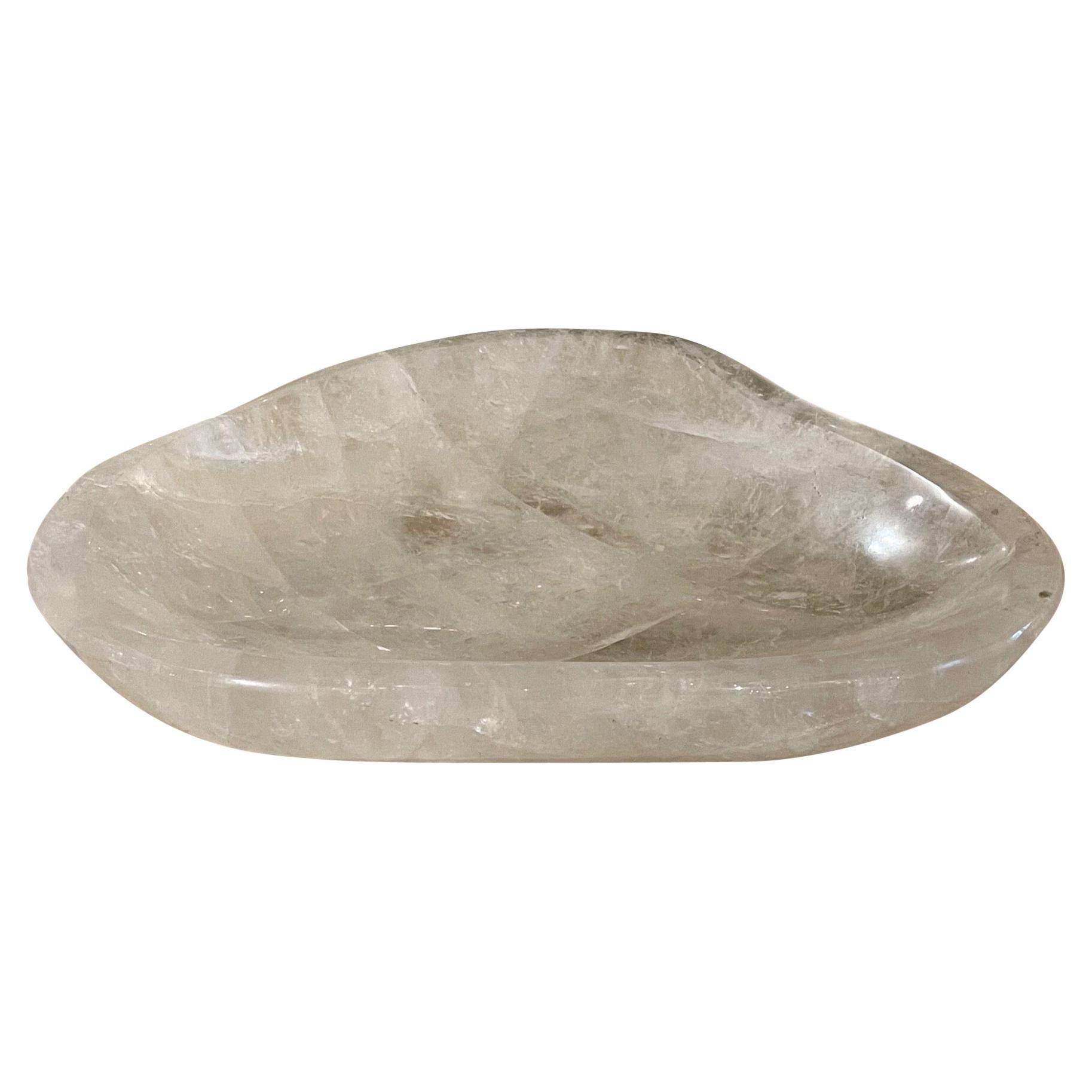 Contemporary Large and Thick Clear Rock Crystal Quartz Bowl at 1stDibs