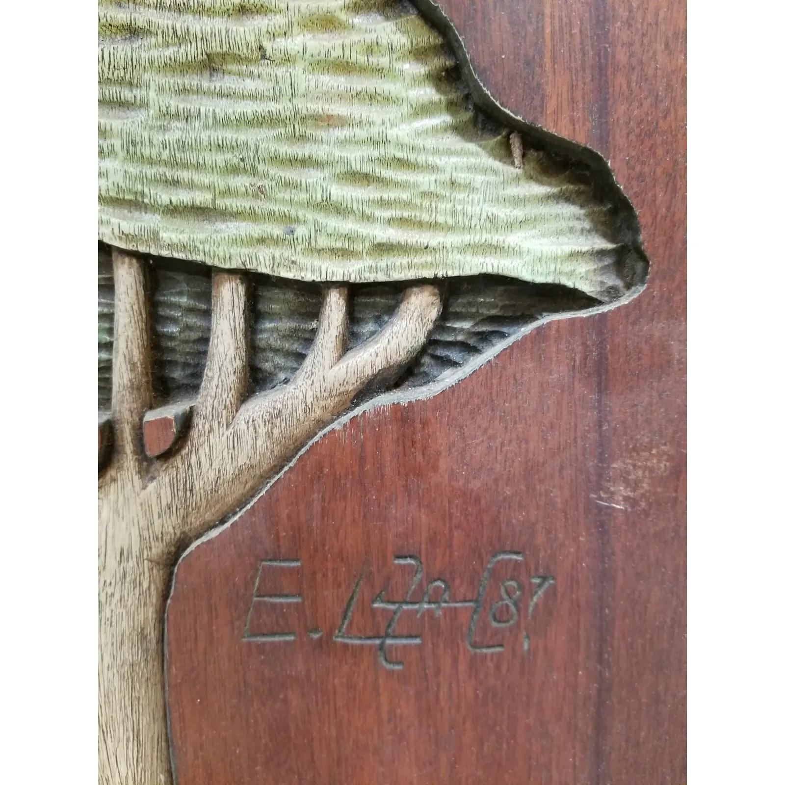 Brazilian Polychrome Hand Carved Honduras Mahogany Panel / Door In Good Condition In Fulton, CA