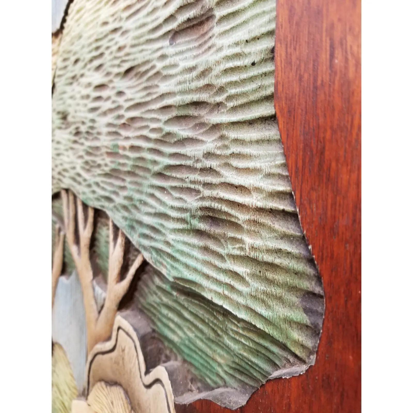 Brazilian Polychrome Hand Carved Honduras Mahogany Panel / Door 1
