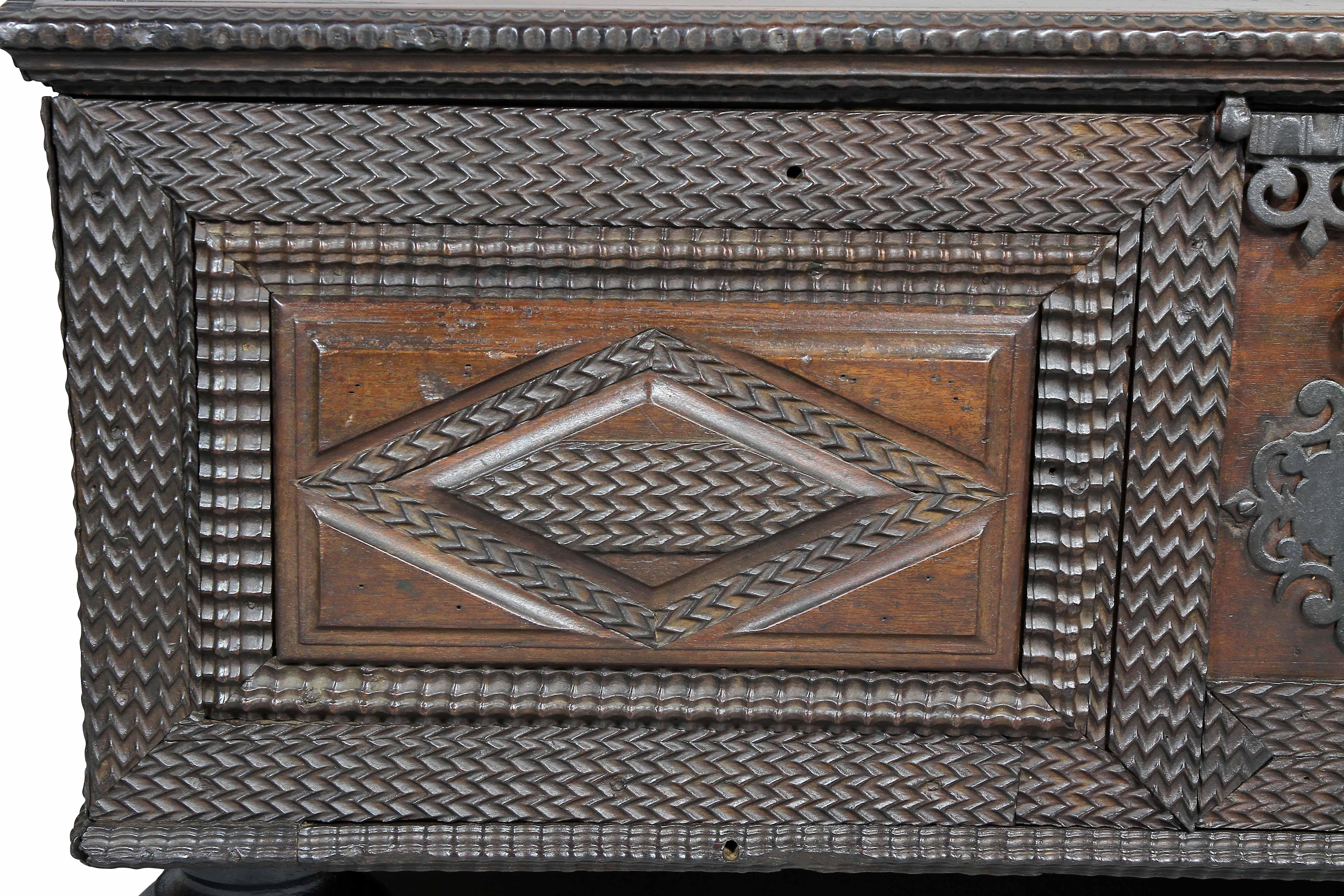 Brazilian Portuguese Colonial Carved Wood Chest 1