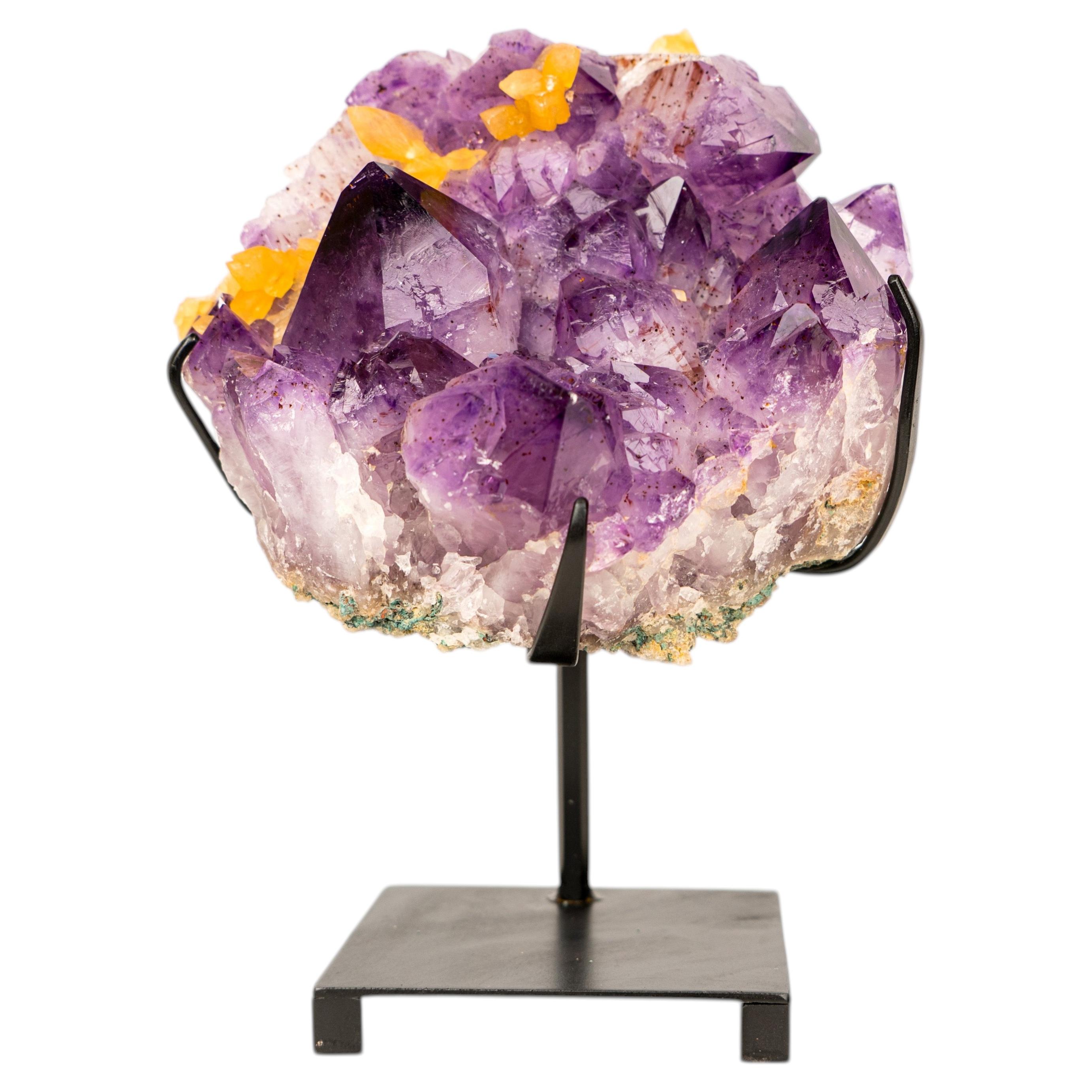 Brazilian Purple Amethyst Cluster with Yellow Calcite
