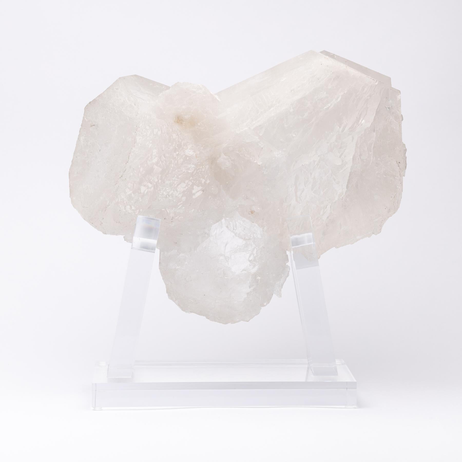 Mexican Brazilian Quartz Cluster Natural Form in Acrylic Base For Sale