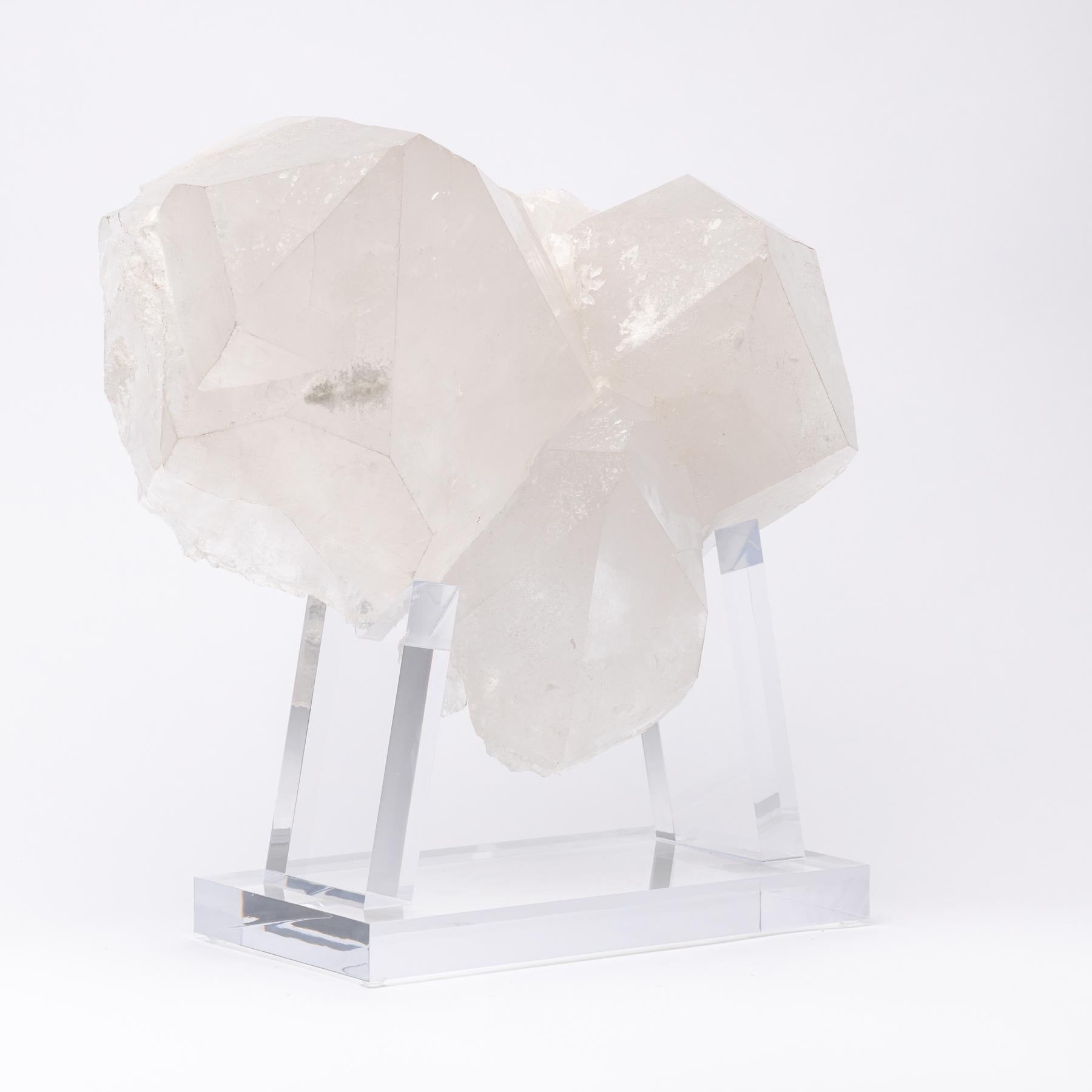 Contemporary Brazilian Quartz Cluster Natural Form in Acrylic Base For Sale