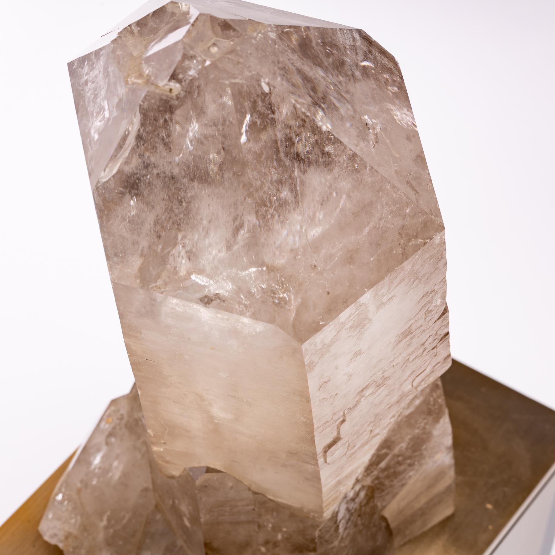 Brazilian Quartz Point on Smoky Acrylic Stand For Sale 2