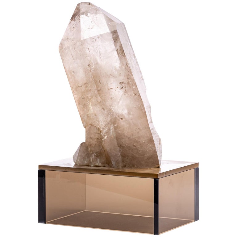 Brazilian Quartz Point on Smoky Acrylic Stand For Sale at 1stDibs