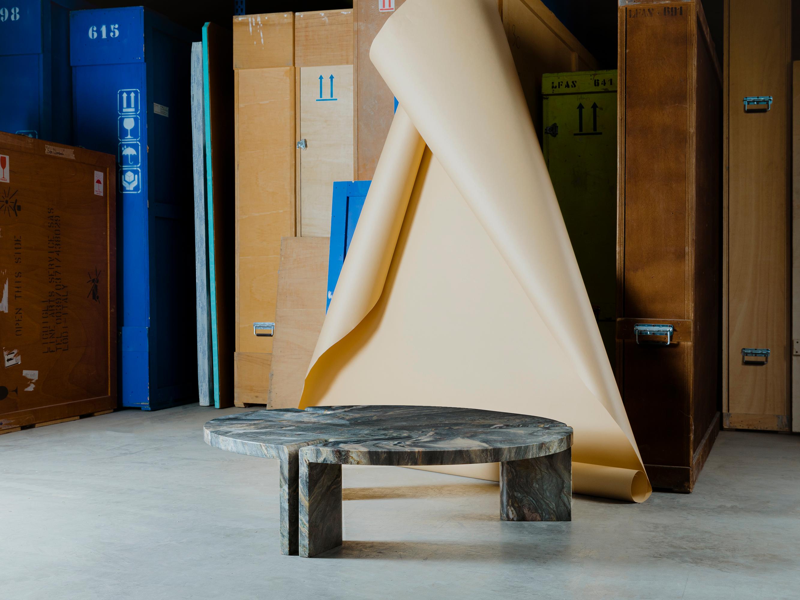 Brazilian Quartzite Round Table 2:2 Coffee Table by Agglomerati x Fred Ganim
Dimensions: D 117 x H 30 cm
Materials: Brazilian Quartzite

Fred Ganim is a furniture-maker who lives and works in Melbourne, Australia. His practice is intuitive and